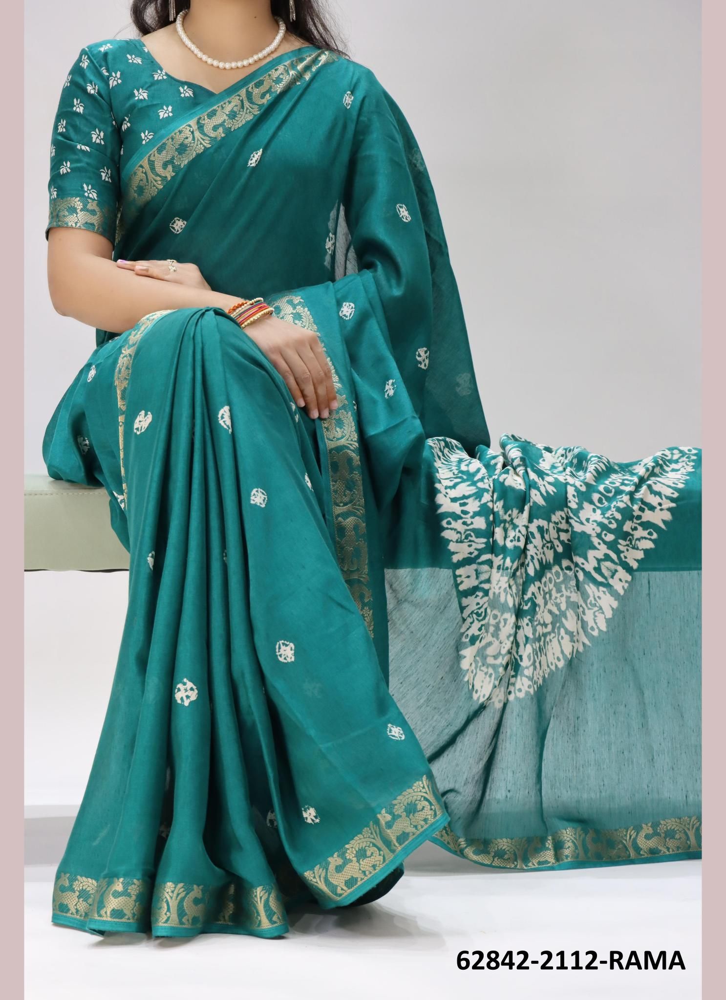 MUL JACQUARD 2112 - Catalog # 62842 (Set of 4 Sarees) by Aabharan