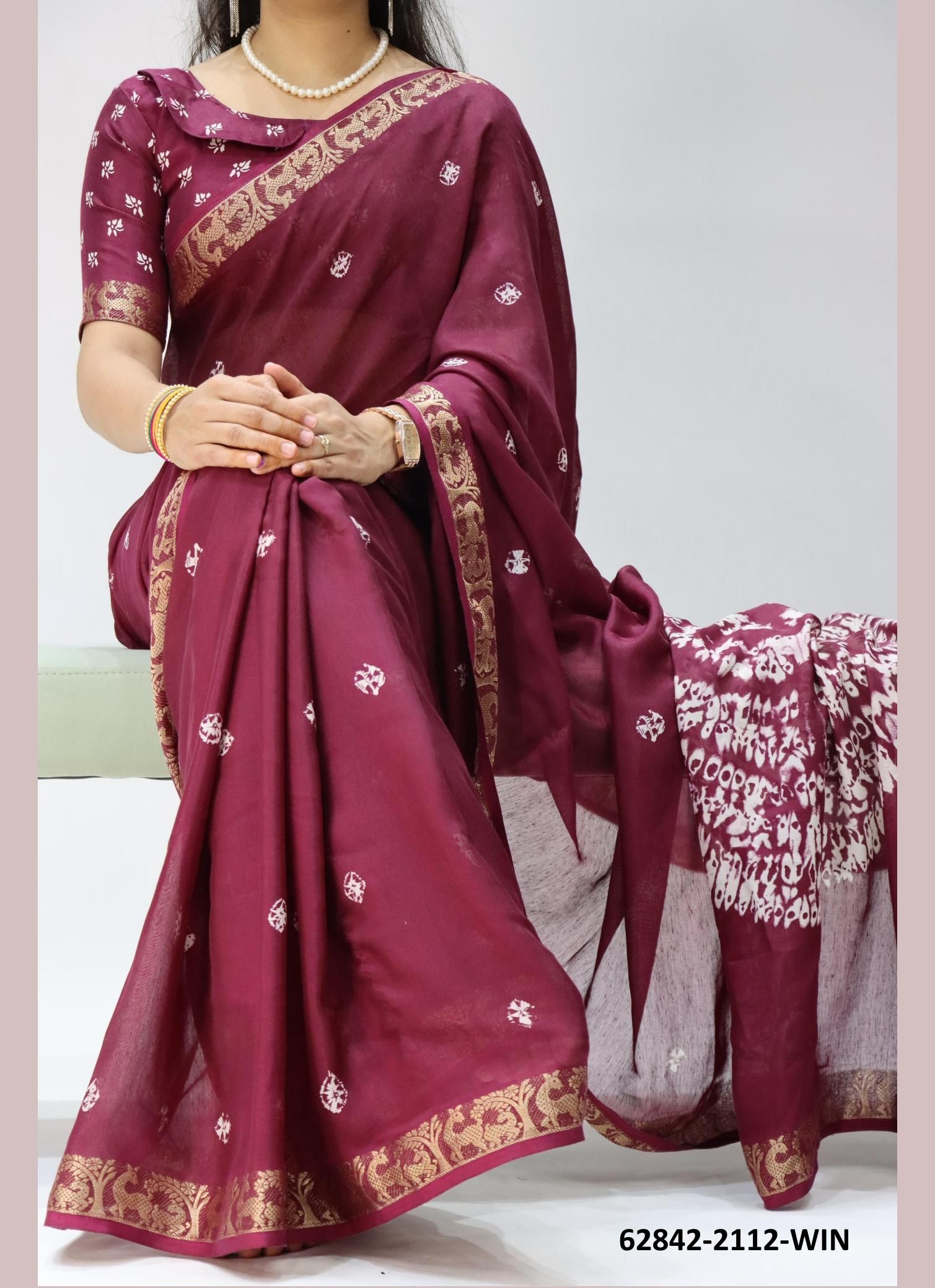 MUL JACQUARD 2112 - Catalog # 62842 (Set of 4 Sarees) by Aabharan