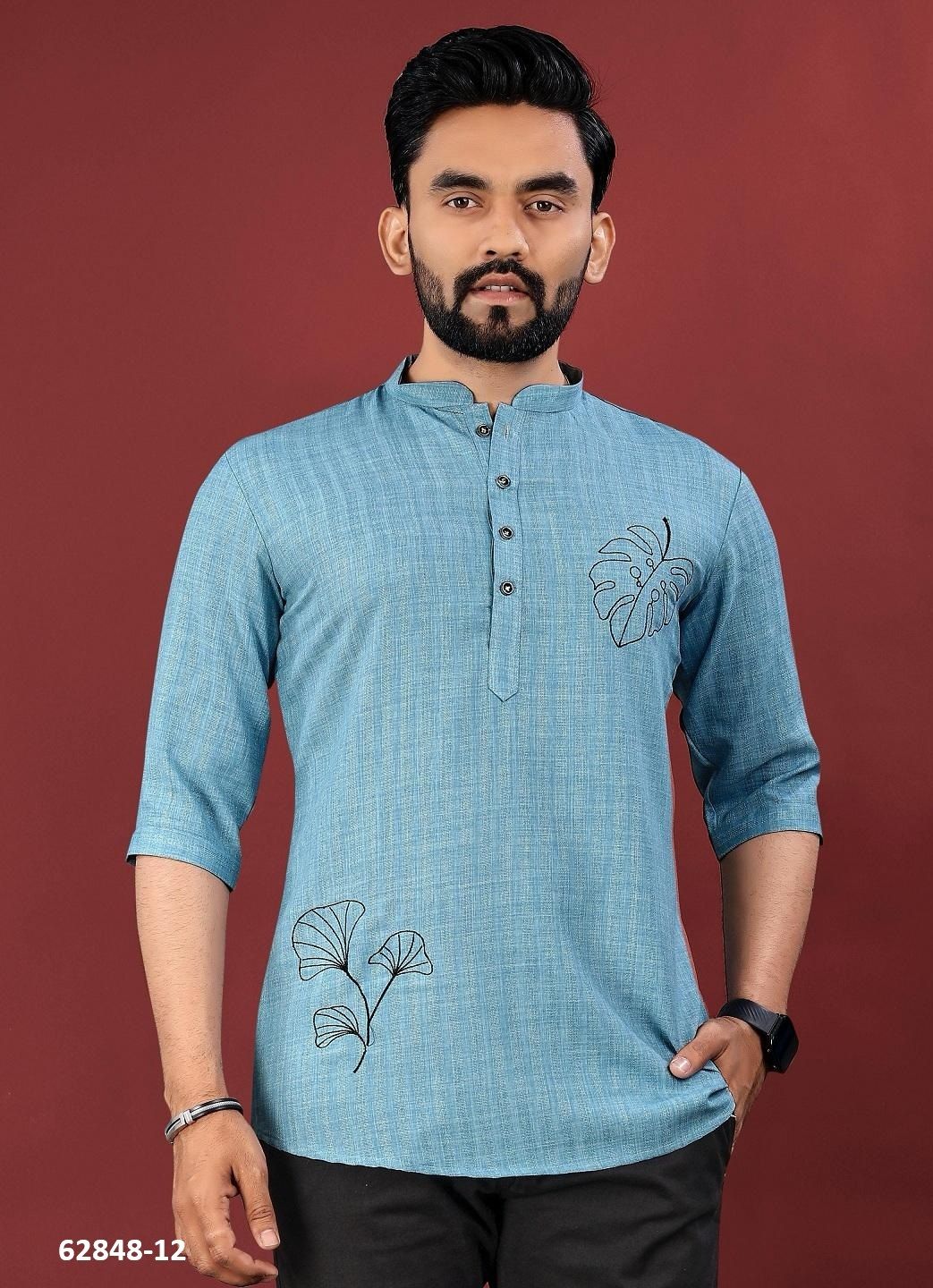 COTTON SHORT KURTA - Catalog # 62848 (Set of 4 Men's Ethnic Wear) by Meheriya COTTON SHORT KURTA - Catalog # 62848 (Set of 4 Men's Ethnic Wear) by Meheriya