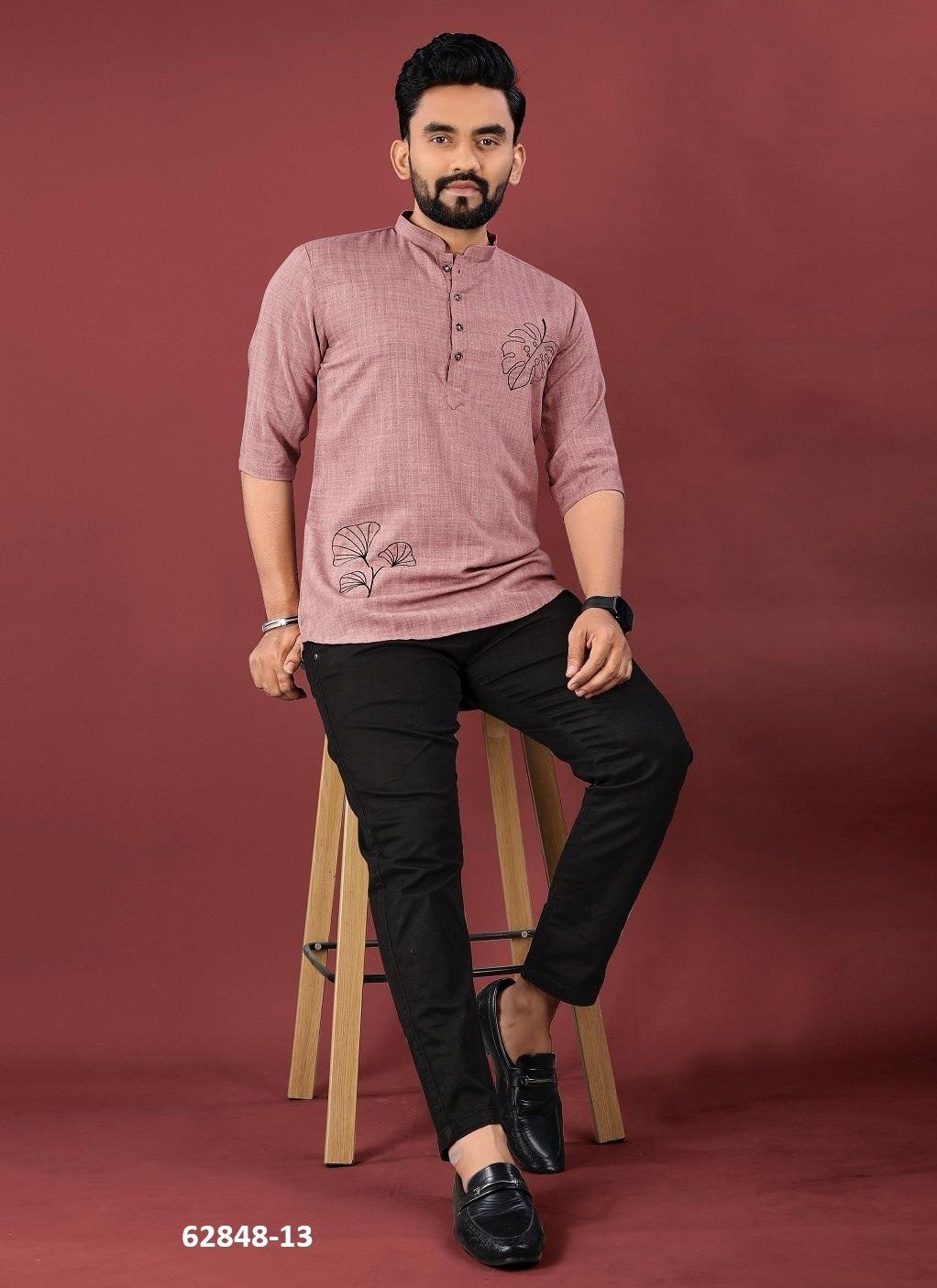 COTTON SHORT KURTA - Catalog # 62848 (Set of 4 Men's Ethnic Wear) by Meheriya COTTON SHORT KURTA - Catalog # 62848 (Set of 4 Men's Ethnic Wear) by Meheriya