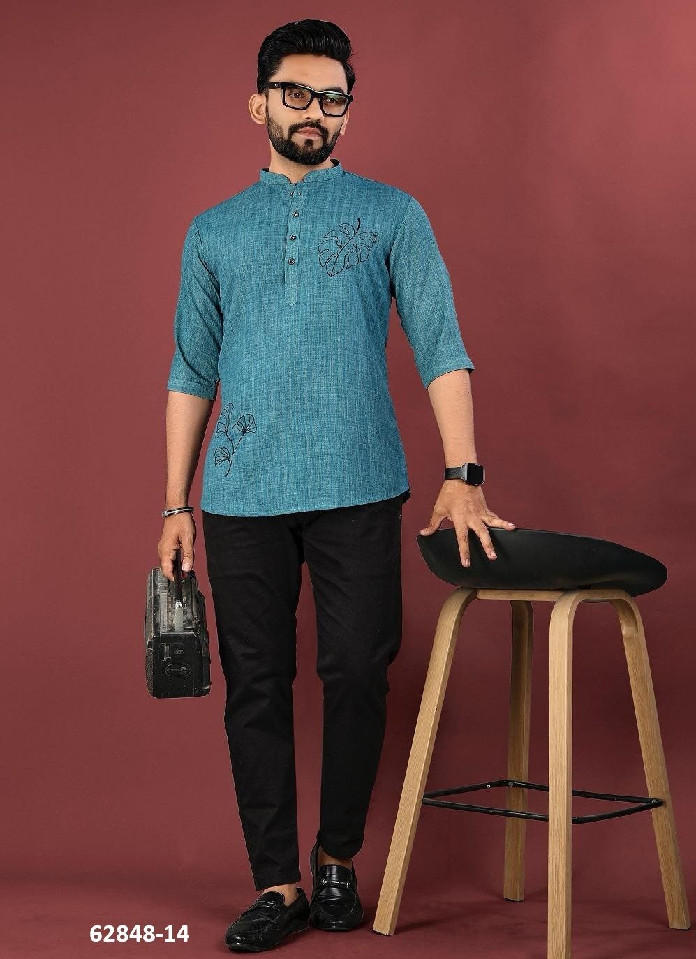 COTTON SHORT KURTA - Catalog # 62848 (Set of 4 Men's Ethnic Wear) by Meheriya COTTON SHORT KURTA - Catalog # 62848 (Set of 4 Men's Ethnic Wear) by Meheriya