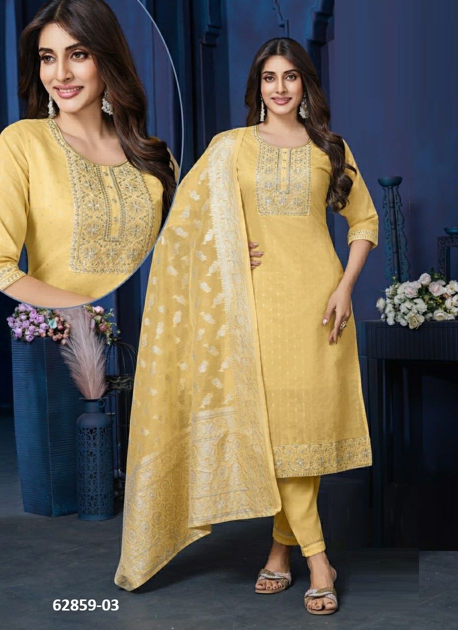 VINNIE - Catalog # 62859 (Set of 6 Readymade Salwar Suits) by Kaya Ahmedabad