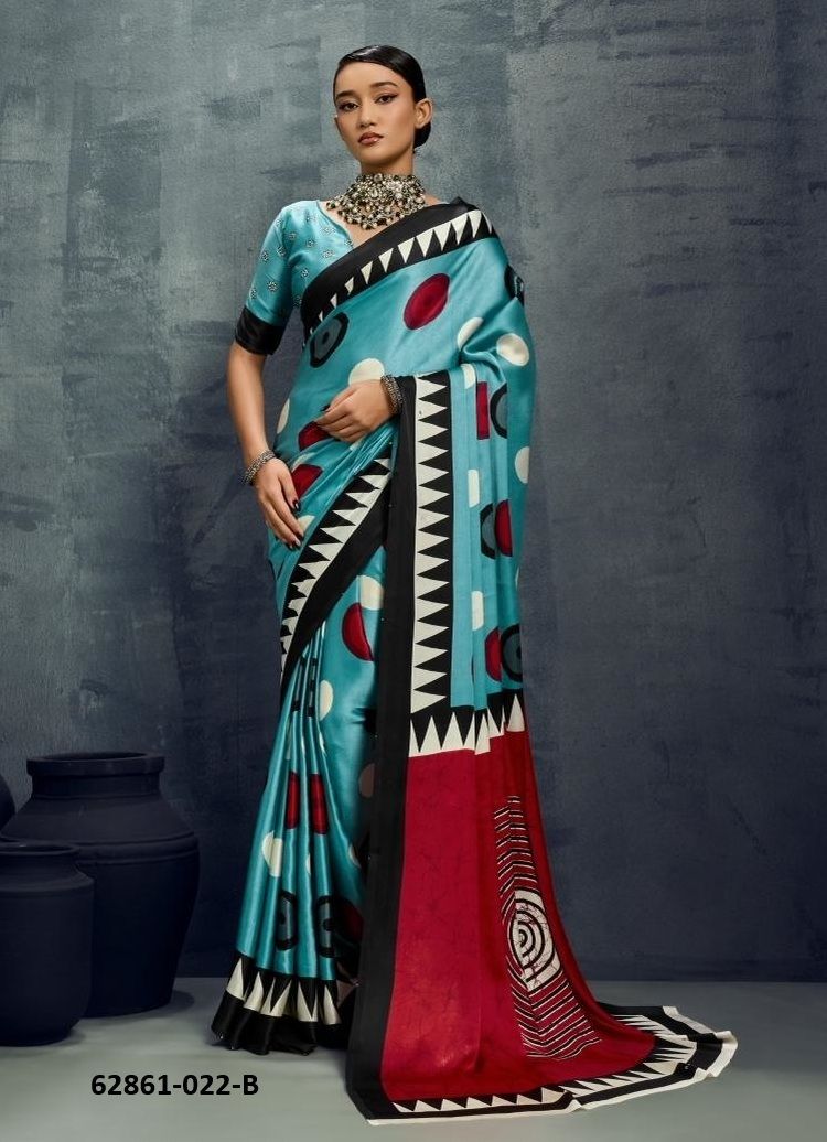 PURE AJRAKH PRINT 22 - Catalog # 62861 (Set of 6 Sarees) by Rajtex Fabrics