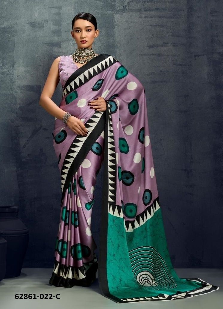 PURE AJRAKH PRINT 22 - Catalog # 62861 (Set of 6 Sarees) by Rajtex Fabrics