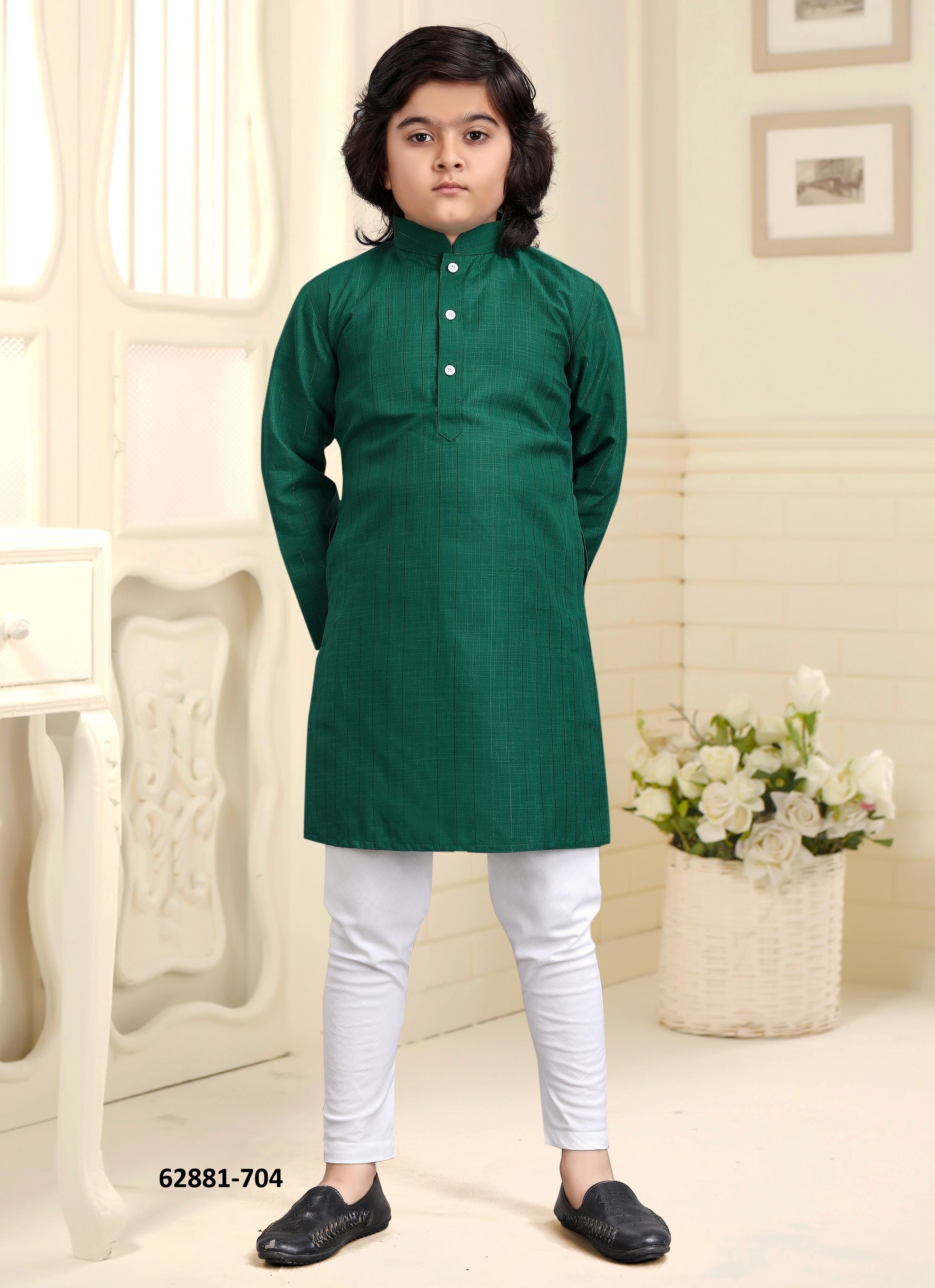 KIDS COTTON KURTA PYJAMA 702 - Catalog # 62881 (Set of 13 Men's Ethnic Wear) by Desi Muse