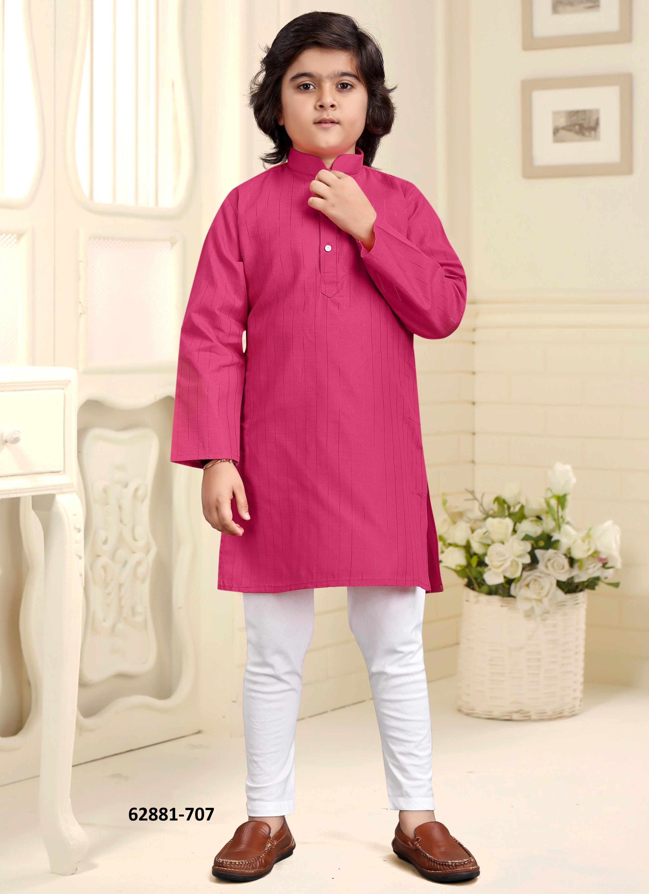 KIDS COTTON KURTA PYJAMA 702 - Catalog # 62881 (Set of 13 Men's Ethnic Wear) by Desi Muse