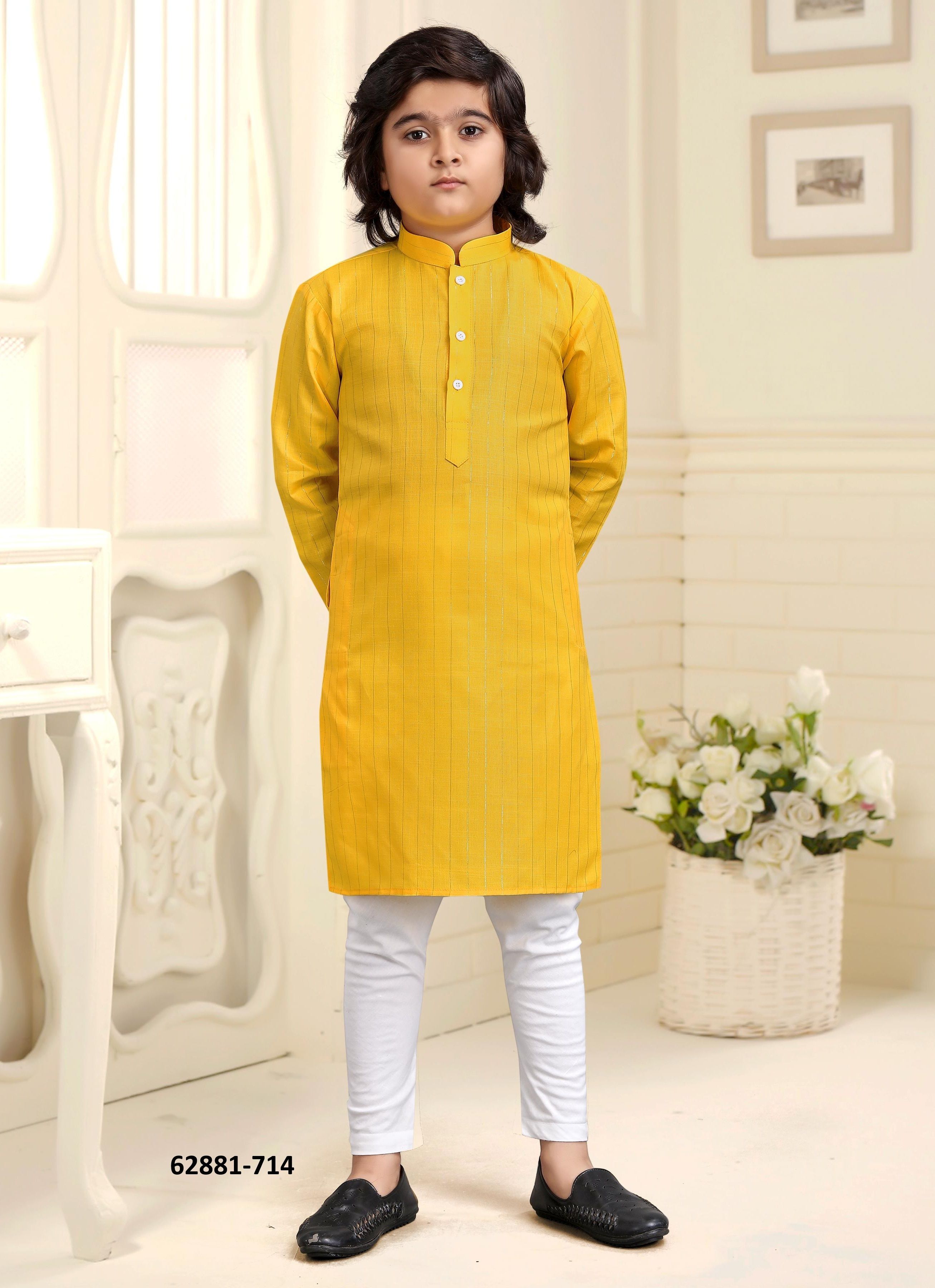 KIDS COTTON KURTA PYJAMA 702 - Catalog # 62881 (Set of 13 Men's Ethnic Wear) by Desi Muse