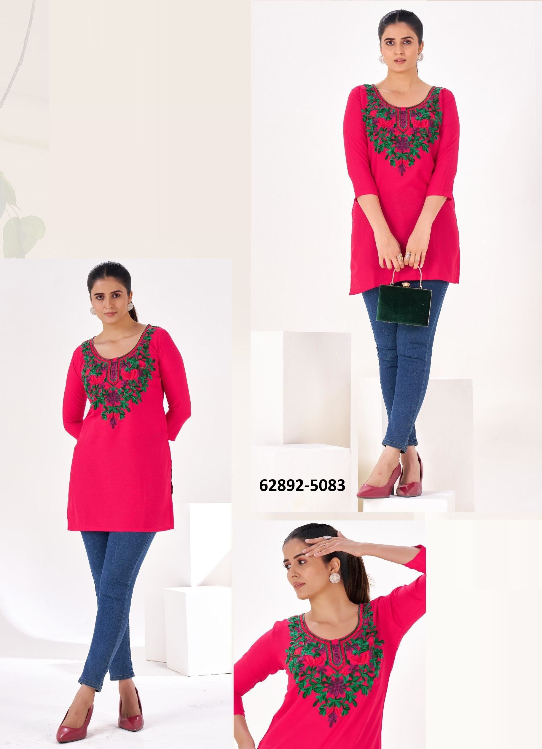 GULMARG 5 - Catalog # 62892 (Set of 6 Readymade Women's Kurtis / Tops) MADE IN INDIA BY Blue Hills