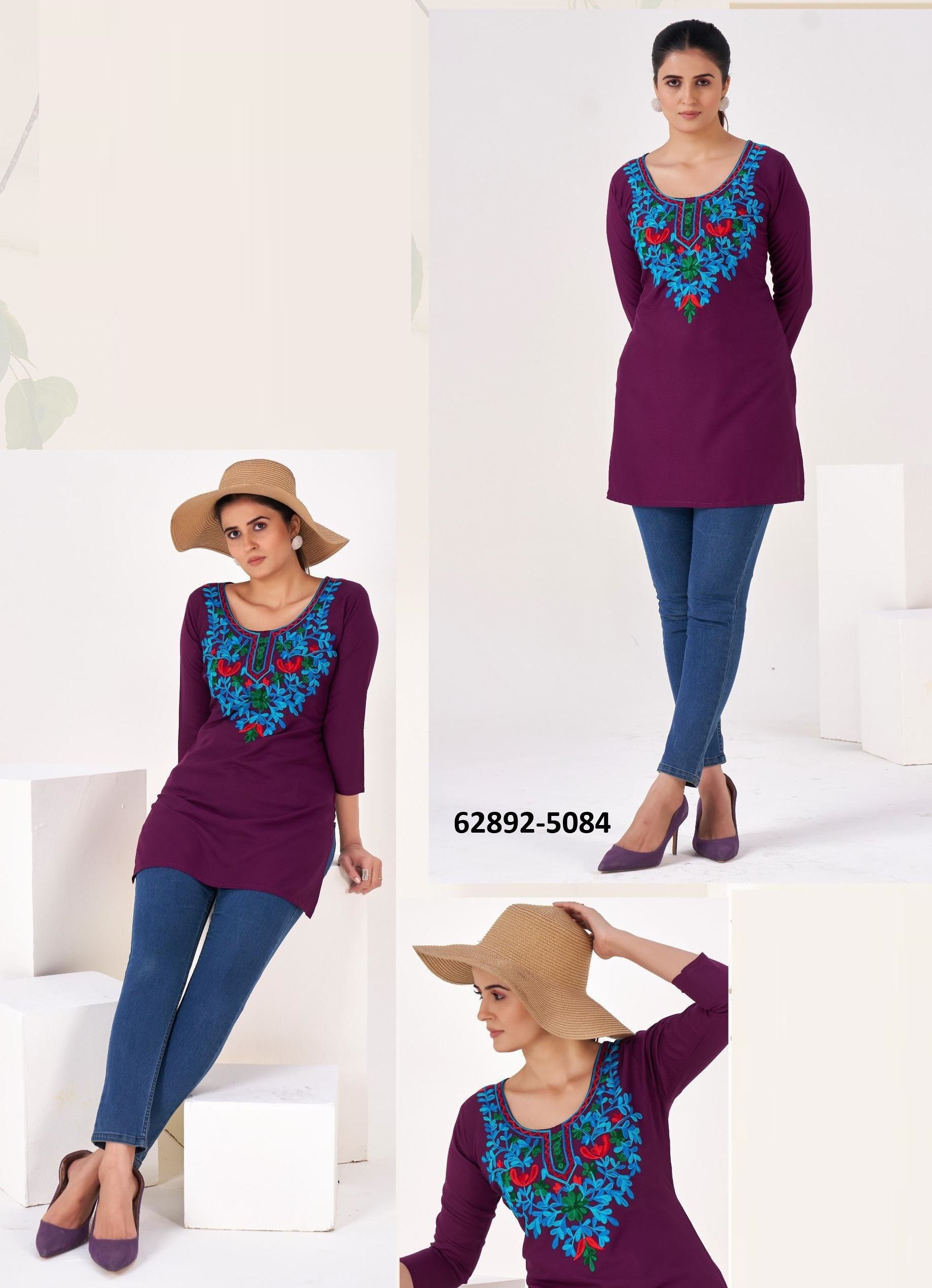 GULMARG 5 - Catalog # 62892 (Set of 6 Readymade Women's Kurtis / Tops) MADE IN INDIA BY Blue Hills