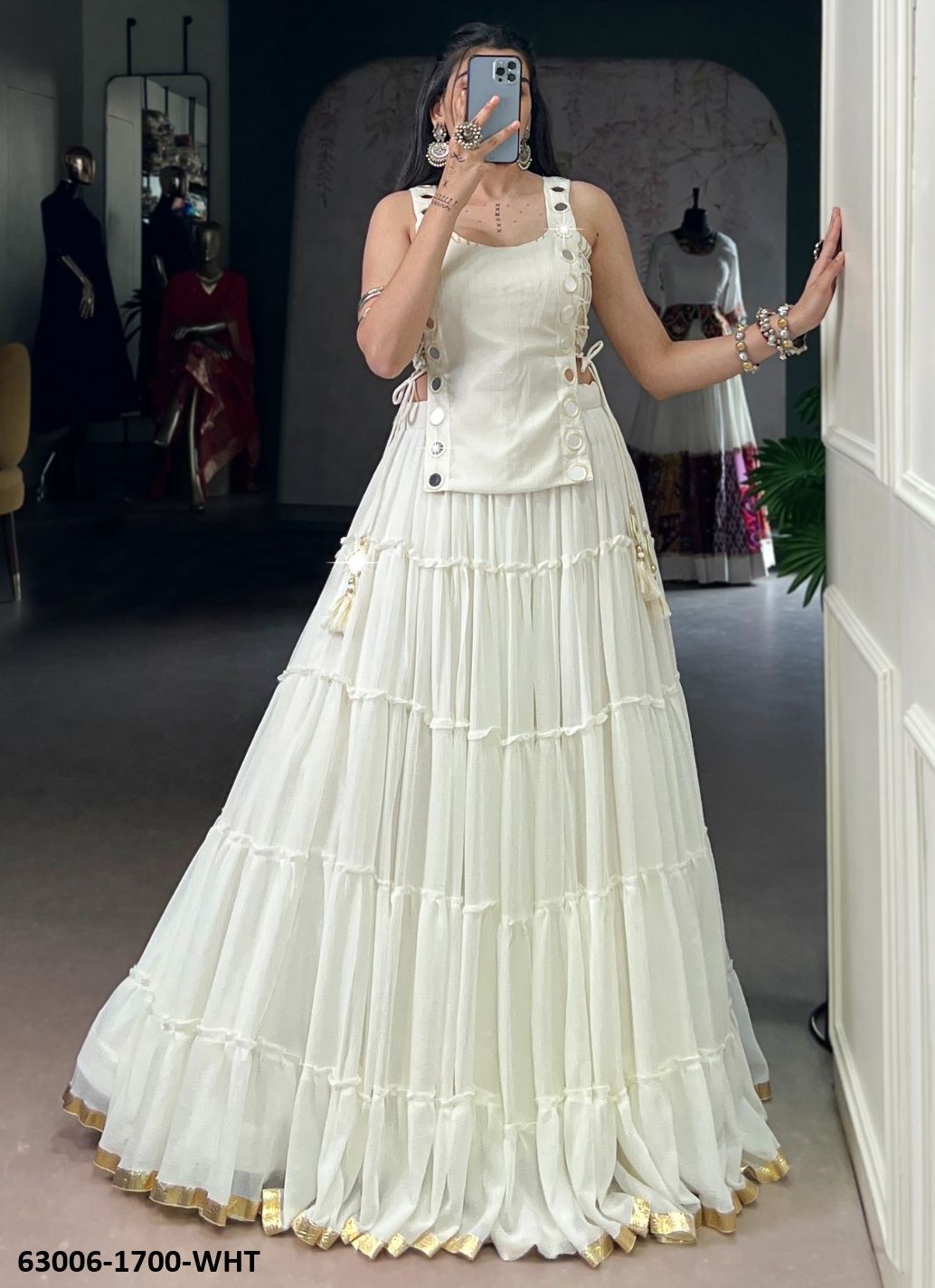 BLACK & WHITE LEHENGA WITH KOTI - Catalog # 63006 (Set of 2 Readymade Lehengas) by Raw Lemon