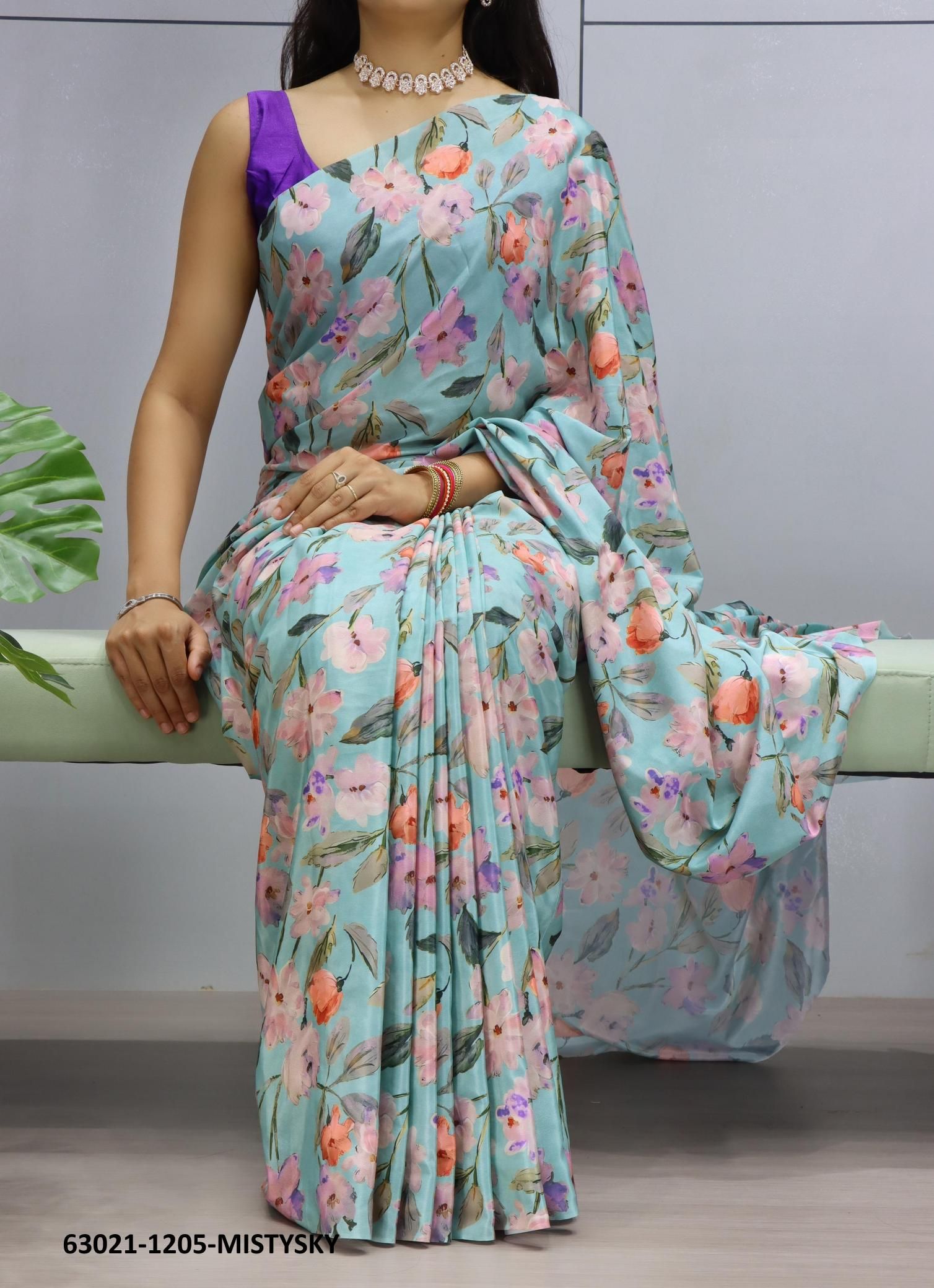 PREMIUM SILK CREPE PRINTS 1205 - Catalog # 63021 (Set of 4 Sarees) by Semad Styles