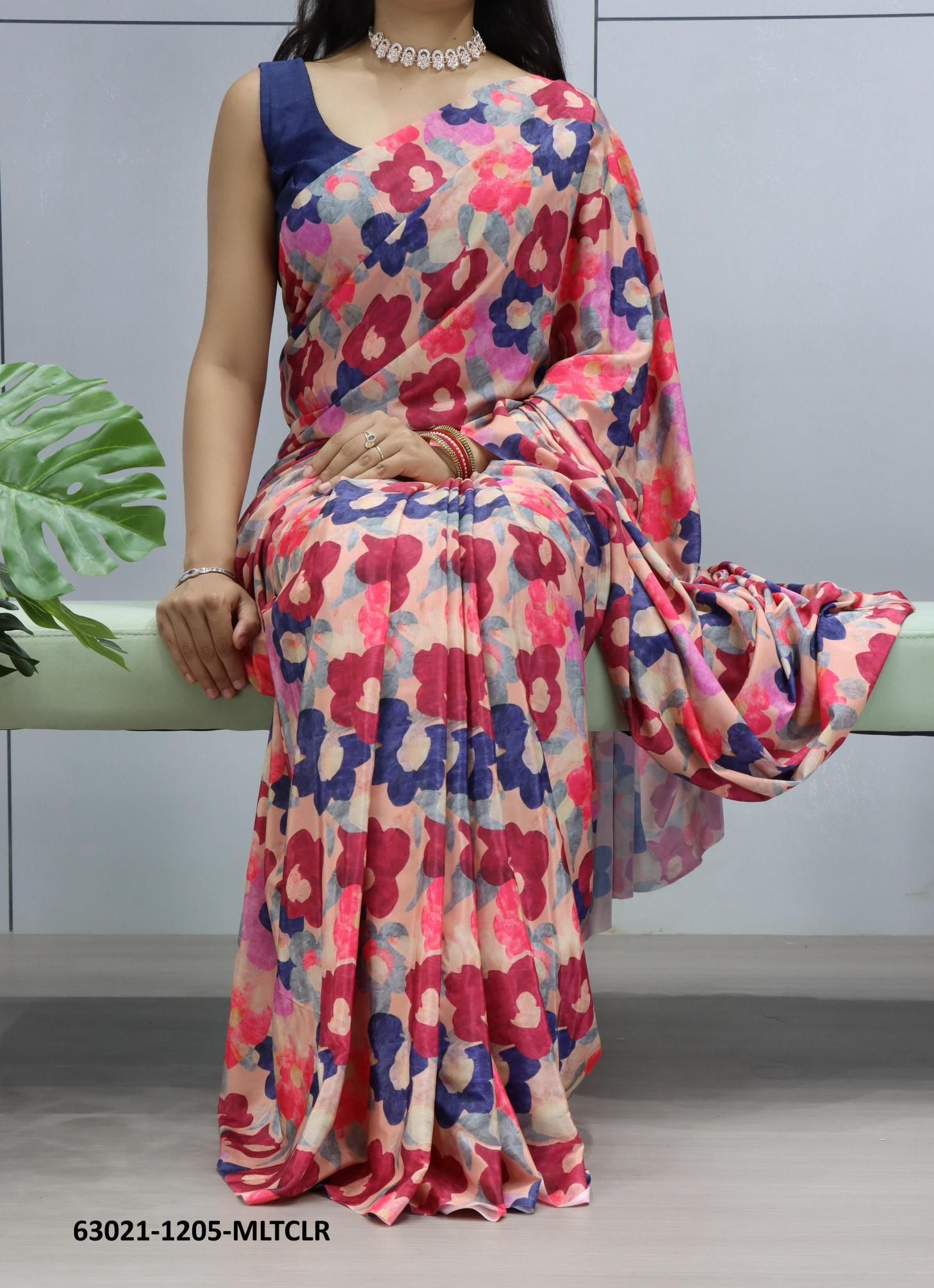 PREMIUM SILK CREPE PRINTS 1205 - Catalog # 63021 (Set of 4 Sarees) by Semad Styles