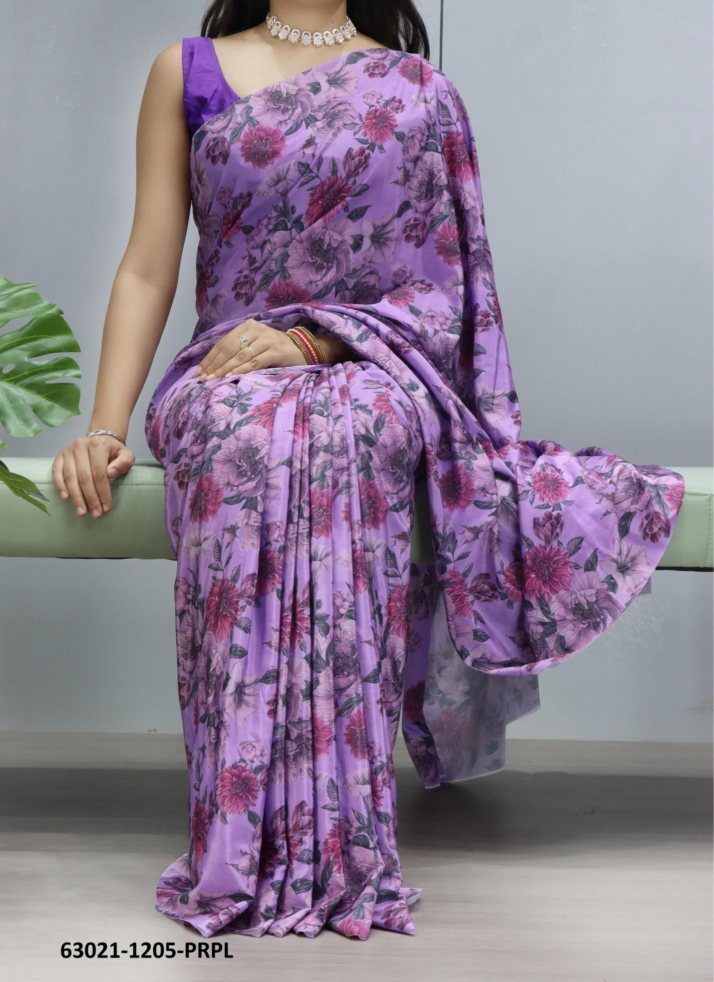 PREMIUM SILK CREPE PRINTS 1205 - Catalog # 63021 (Set of 4 Sarees) by Semad Styles