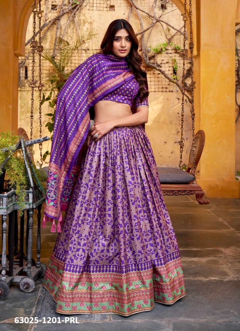 SOWMYA - Catalog # 63025 (Set of 4 Semi-Stitched Lehengas) by Raw Lemon