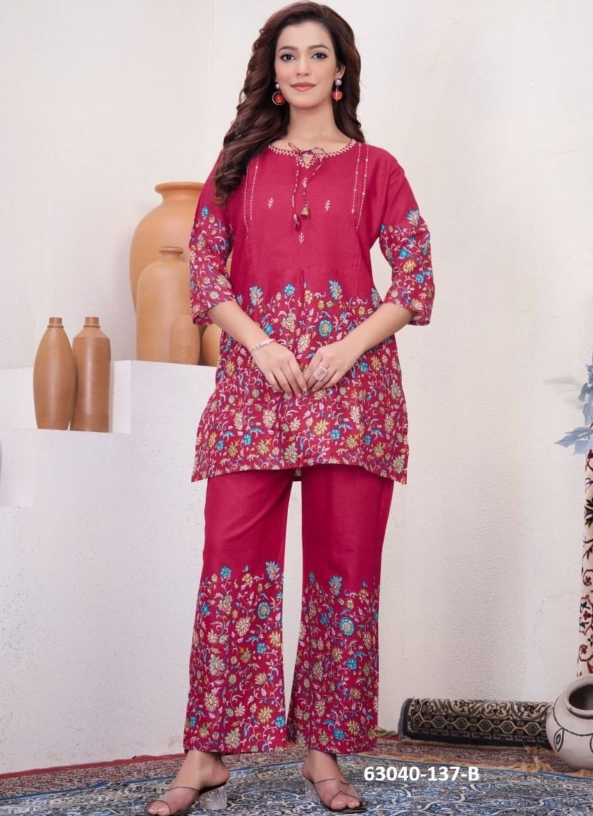 COTTON CO-ORD SET 137 - Catalog # 63040 (Set of 5 Tops With Bottoms) by Raw Lemon