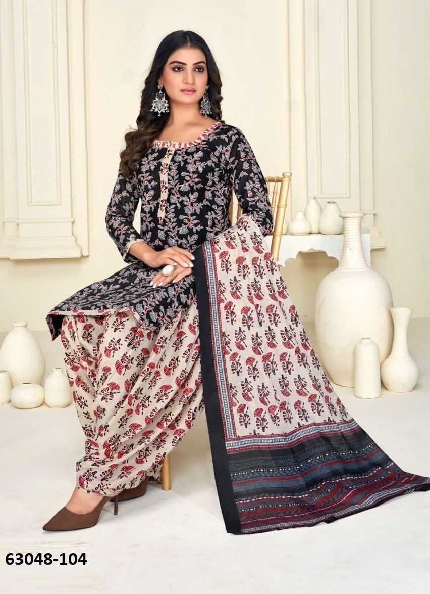 AJRAKH PRINTED 102 - Catalog # 63048 (Set of 10 Readymade Salwar Suits) by Tentmen Clothing