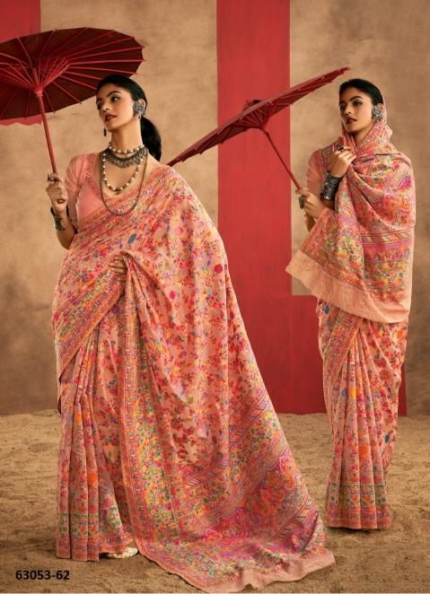 CHINAR PASHMINA 3 - Catalog # 63053 (Set of 6 Sarees) by Rajtex Fabrics