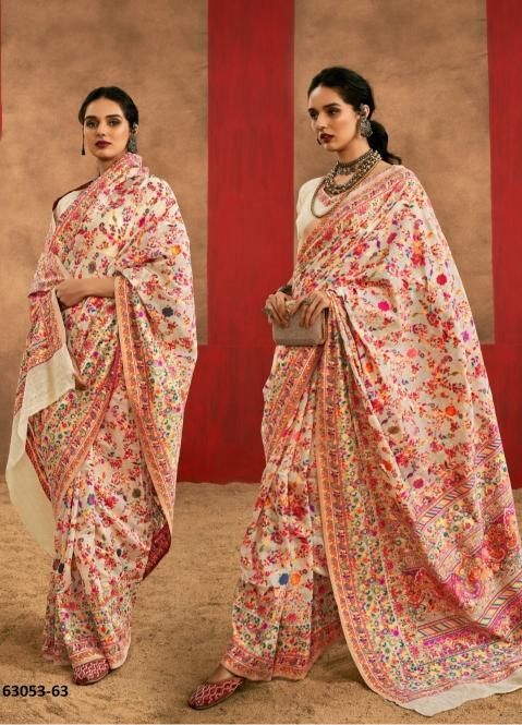 CHINAR PASHMINA 3 - Catalog # 63053 (Set of 6 Sarees) by Rajtex Fabrics