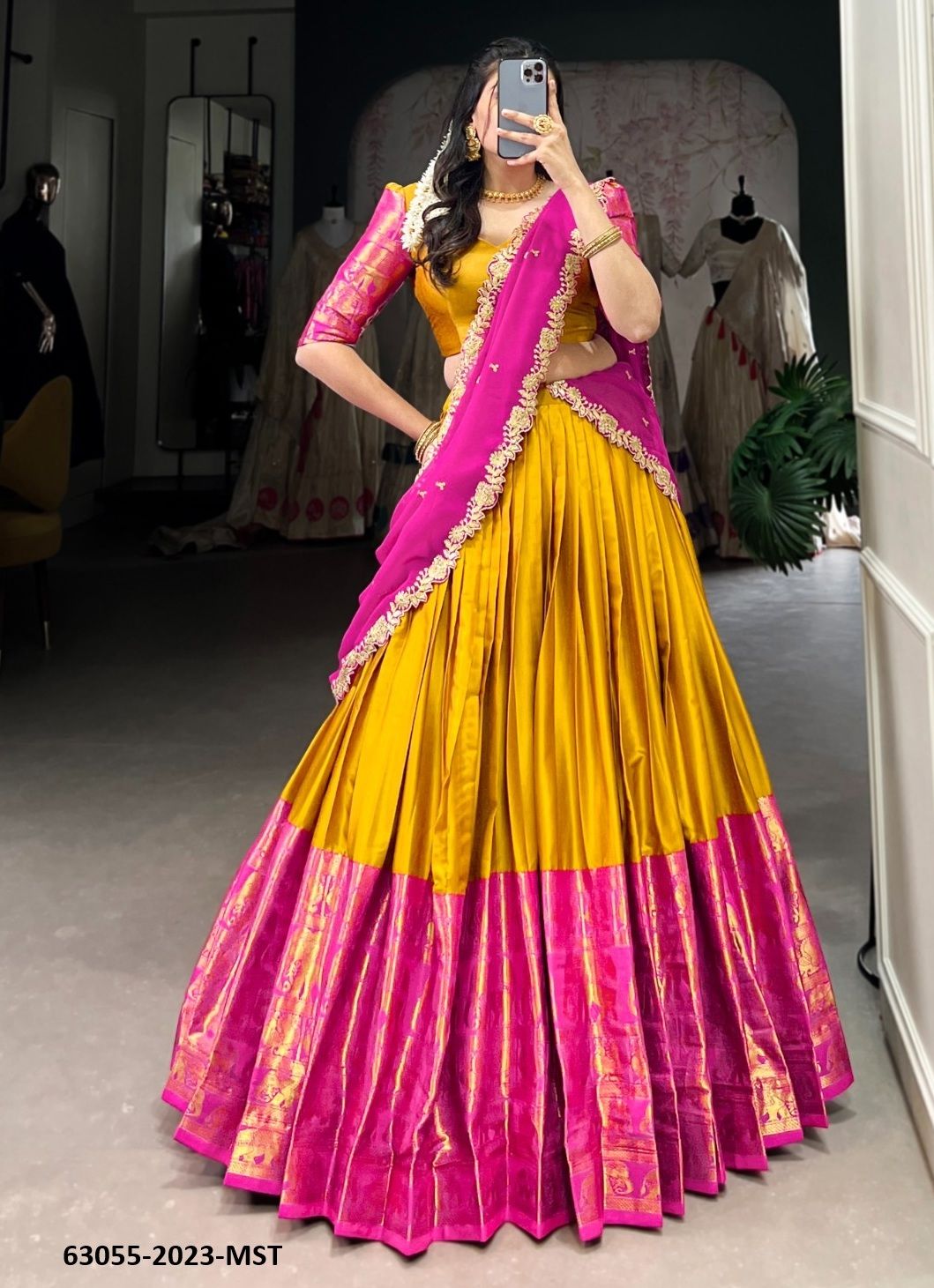 TARIKA - Catalog # 63055 (Set of 3 Semi-Stitched Lehengas) by Raw Lemon TARIKA - Catalog # 63055 (Set of 3 Semi-Stitched Lehengas) by Raw Lemon