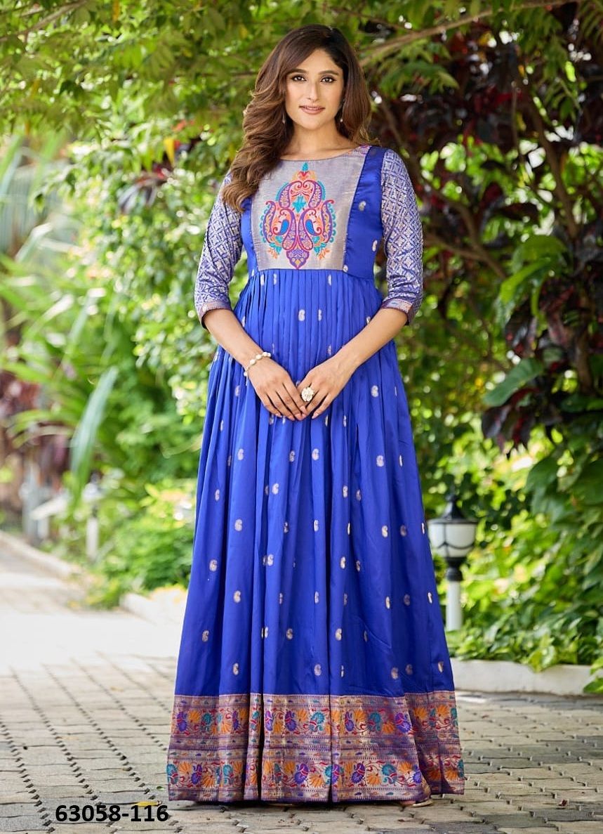 FLOOR LENGTH 115-116 - Catalog # 63058 (Set of 2 Readymade Gowns) by Komal Pret