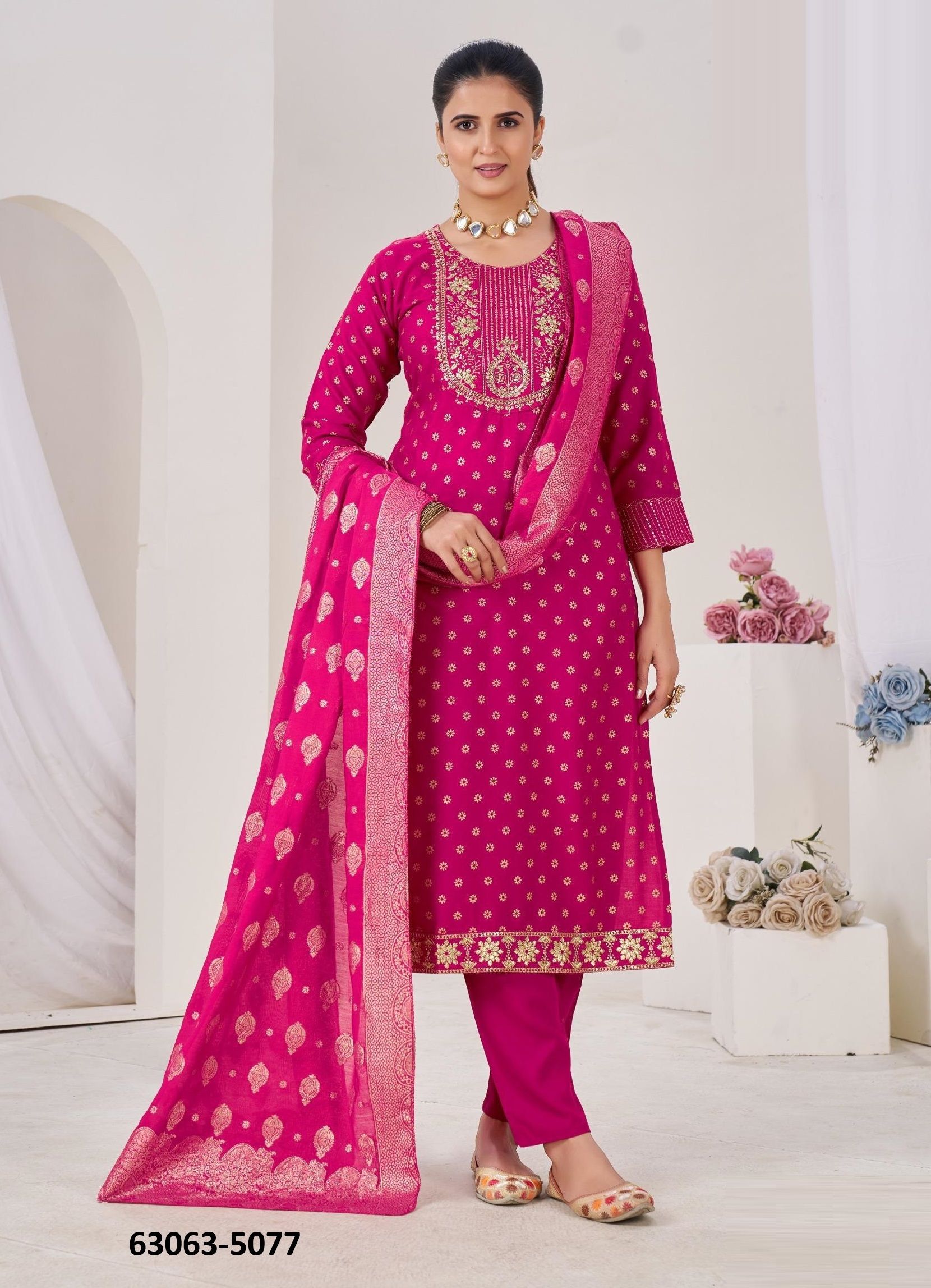 AISHA - Catalog # 63063 (Set of 6 Readymade Salwar Suits) by Blue Hills