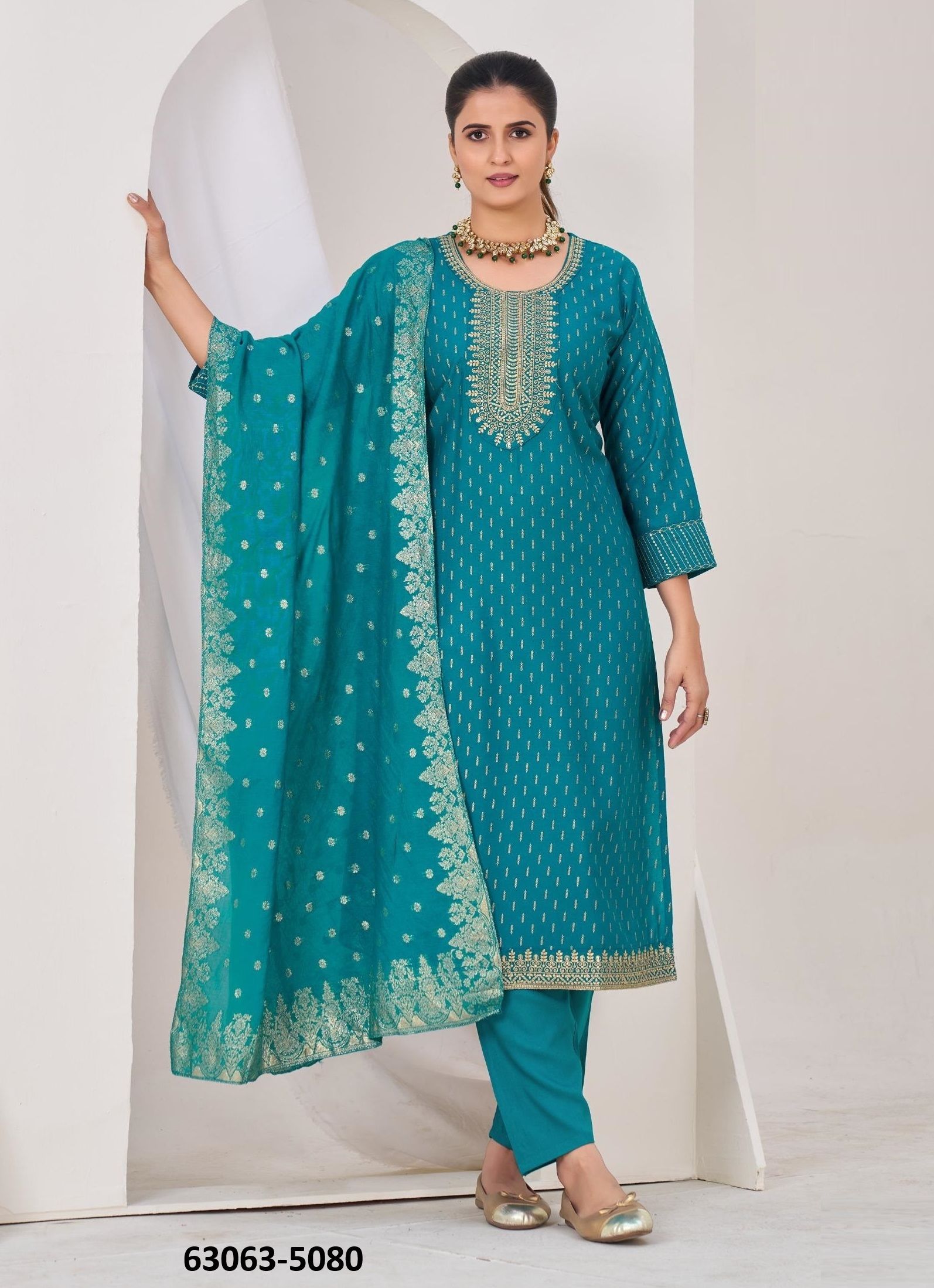AISHA - Catalog # 63063 (Set of 6 Readymade Salwar Suits) by Blue Hills