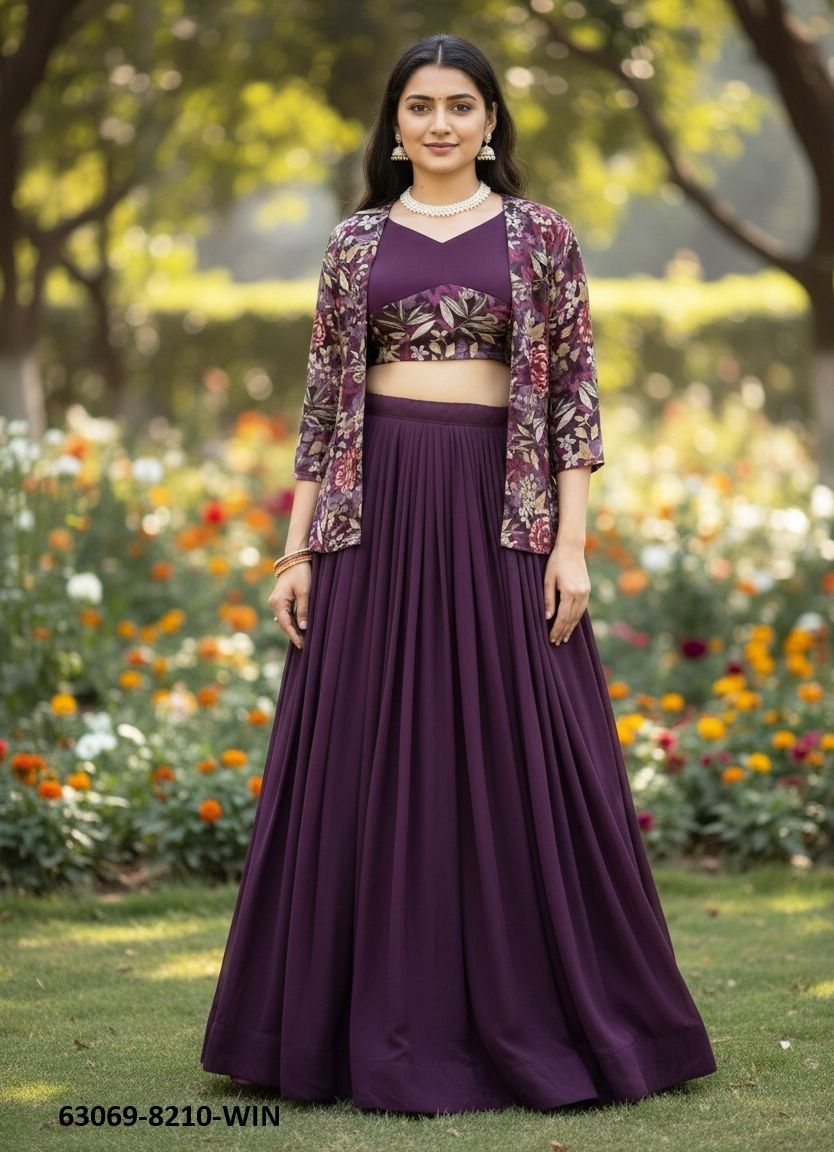 FOIL PRINTED FLORAL KOTI - Catalog # 63069 (Set of 6 Readymade Lehengas) by Komal Pret FOIL PRINTED FLORAL KOTI - Catalog # 63069 (Set of 6 Readymade Lehengas) by Komal Pret