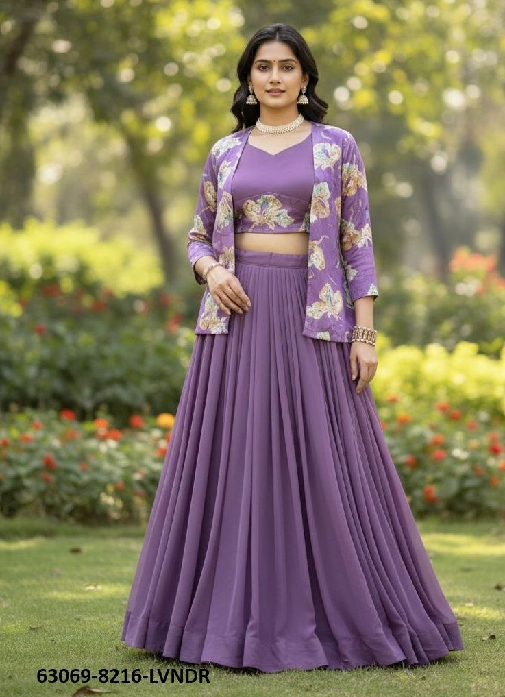 FOIL PRINTED FLORAL KOTI - Catalog # 63069 (Set of 6 Readymade Lehengas) by Komal Pret FOIL PRINTED FLORAL KOTI - Catalog # 63069 (Set of 6 Readymade Lehengas) by Komal Pret