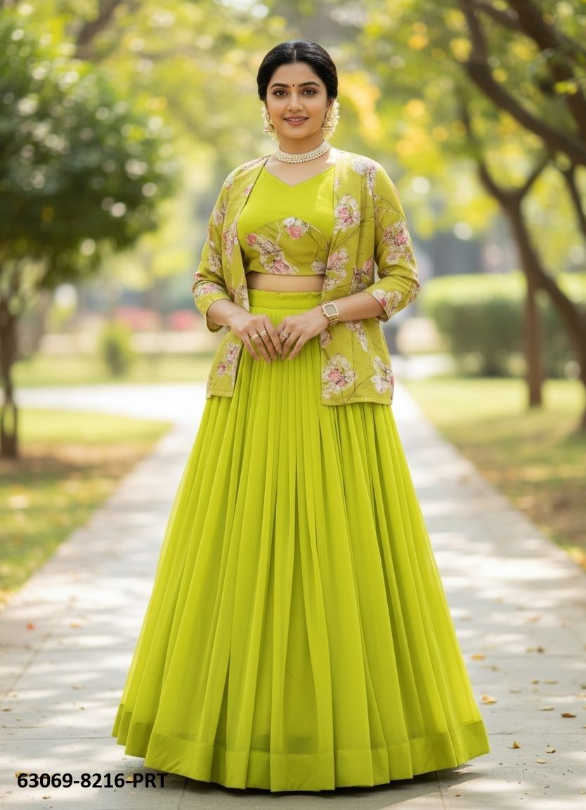 FOIL PRINTED FLORAL KOTI - Catalog # 63069 (Set of 6 Readymade Lehengas) by Komal Pret FOIL PRINTED FLORAL KOTI - Catalog # 63069 (Set of 6 Readymade Lehengas) by Komal Pret