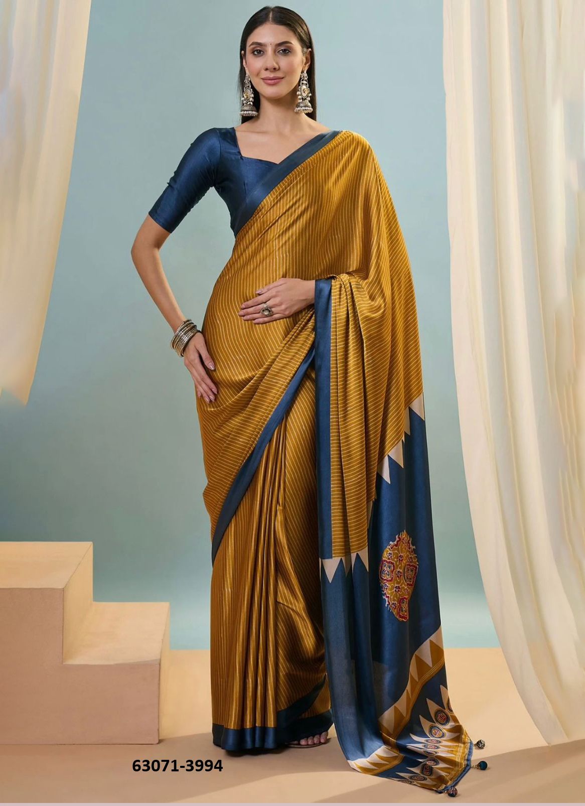 DEVSENA SATIN 2 - Catalog # 63071 (Set of 5 Sarees) by Semad Styles