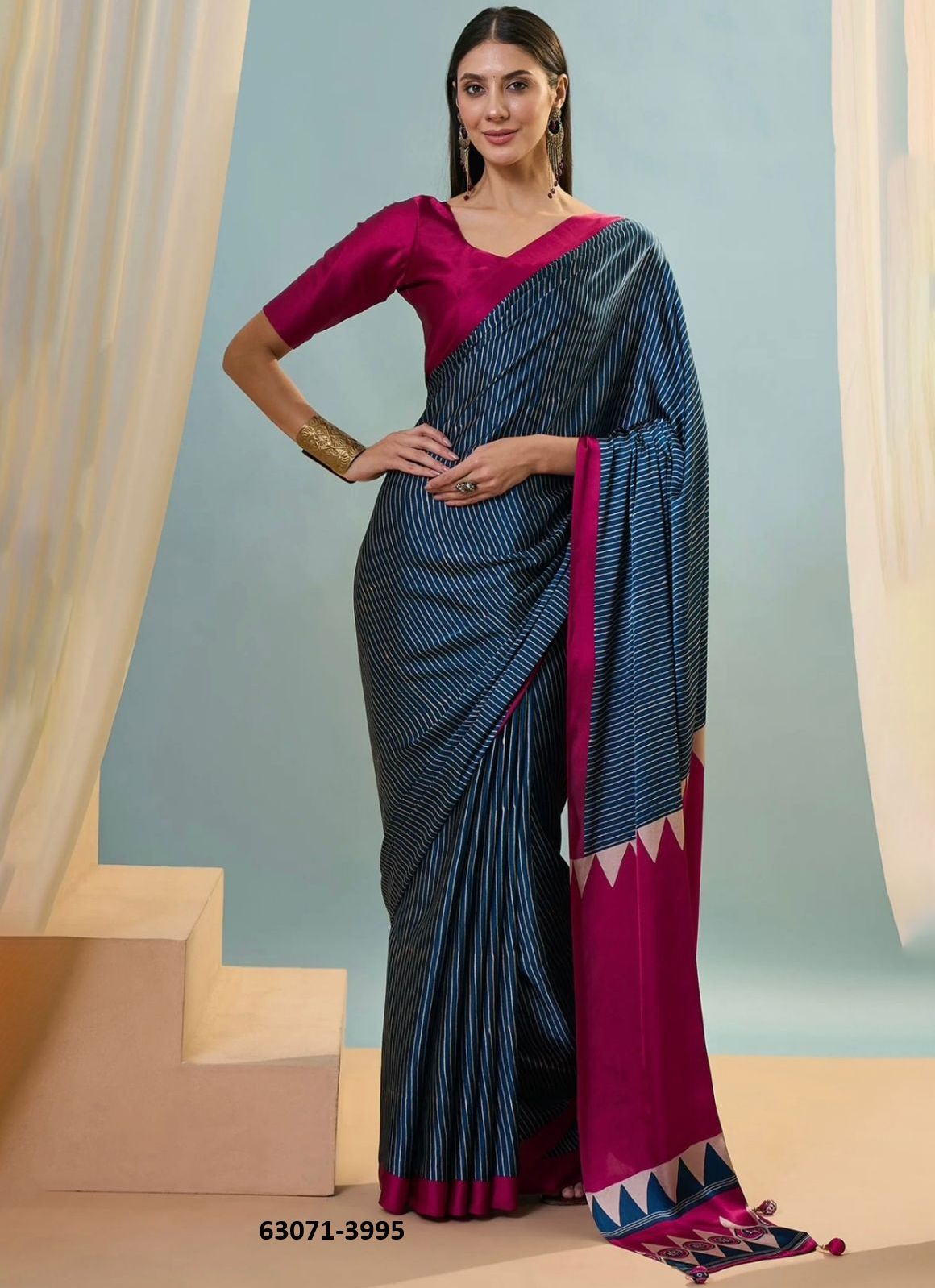 DEVSENA SATIN 2 - Catalog # 63071 (Set of 5 Sarees) by Semad Styles