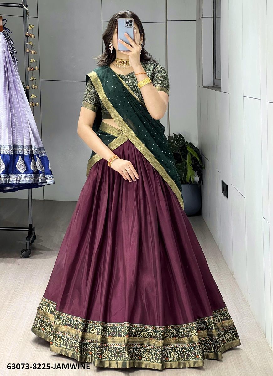 MUL-MUL LEHENGAS - Catalog # 63073 (Set of 4 Semi-Stitched Lehengas) by Raw Lemon