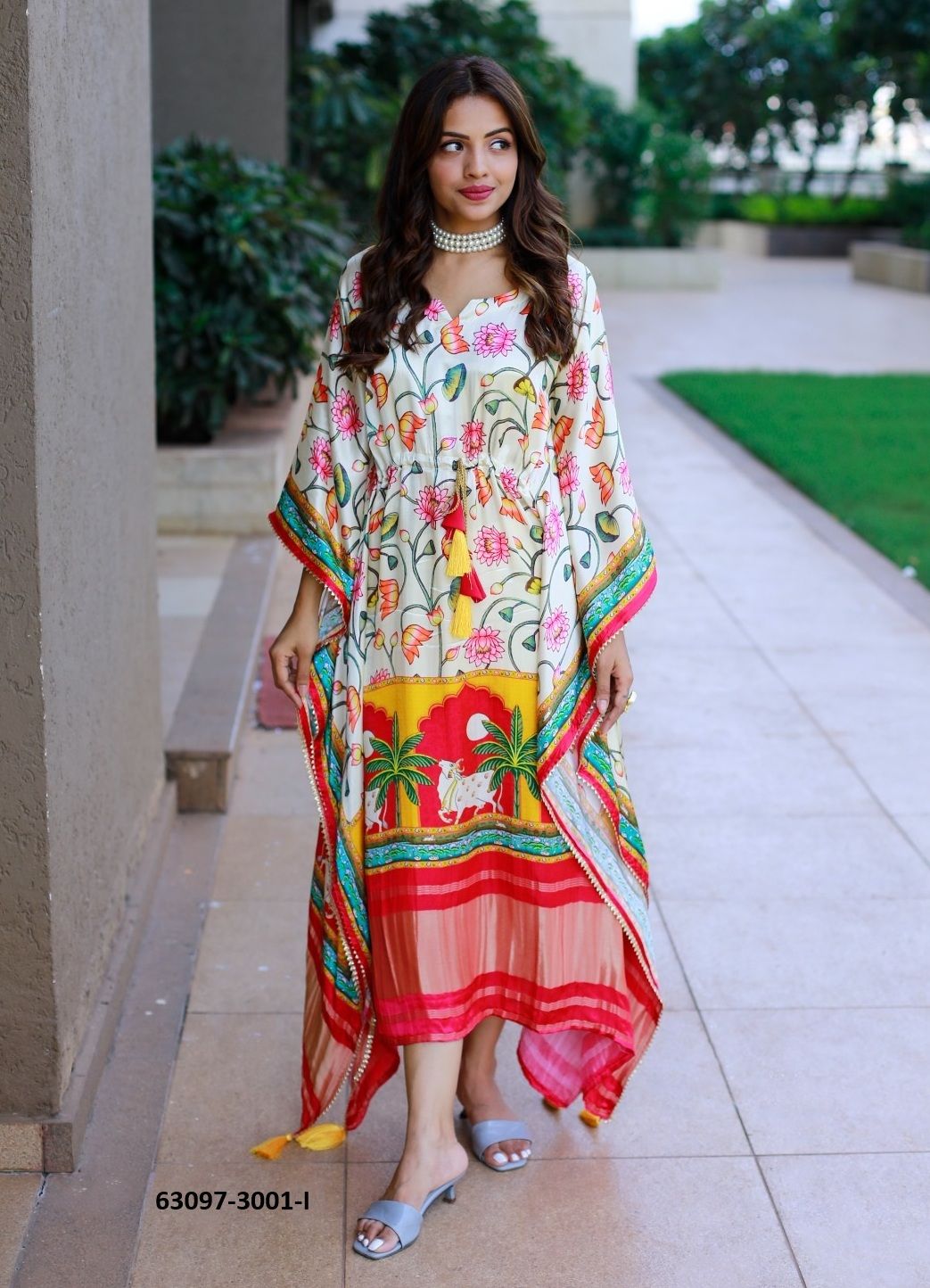 PURE GAJJI SILK BANDHANI PATOLA - Catalog # 63097 (Set of 11 Kaftans / Ponchos) by Raw Lemon