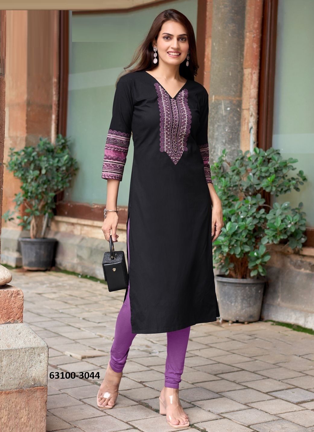 SALONEE 9 - Catalog # 63100 (Set of 6 Readymade Women's Kurtis / Tops) by Wooglee Fashions