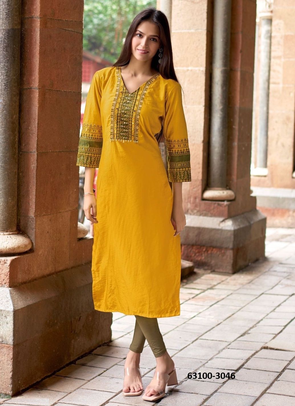 SALONEE 9 - Catalog # 63100 (Set of 6 Readymade Women's Kurtis / Tops) by Wooglee Fashions