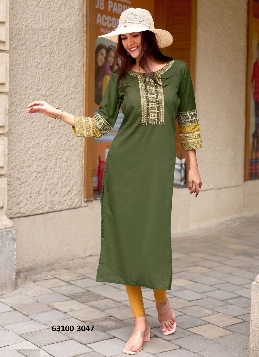 SALONEE 9 - Catalog # 63100 (Set of 6 Readymade Women's Kurtis / Tops) by Wooglee Fashions