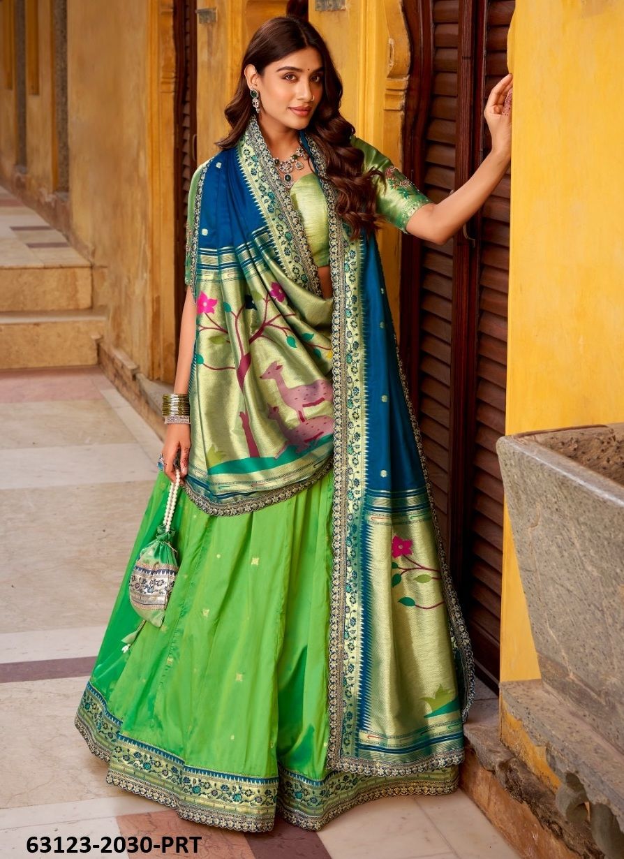 MADHURA - Catalog # 63123 (Set of 4 Semi-Stitched Lehengas) by Raw Lemon