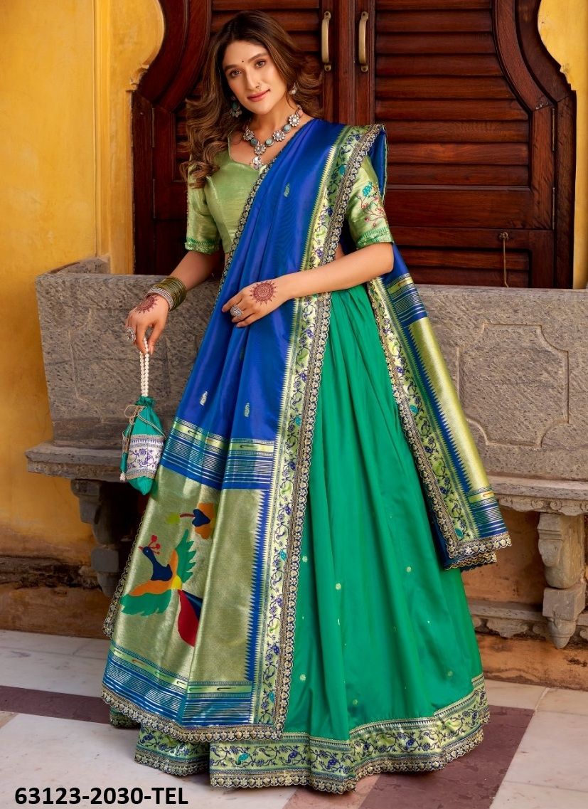MADHURA - Catalog # 63123 (Set of 4 Semi-Stitched Lehengas) by Raw Lemon