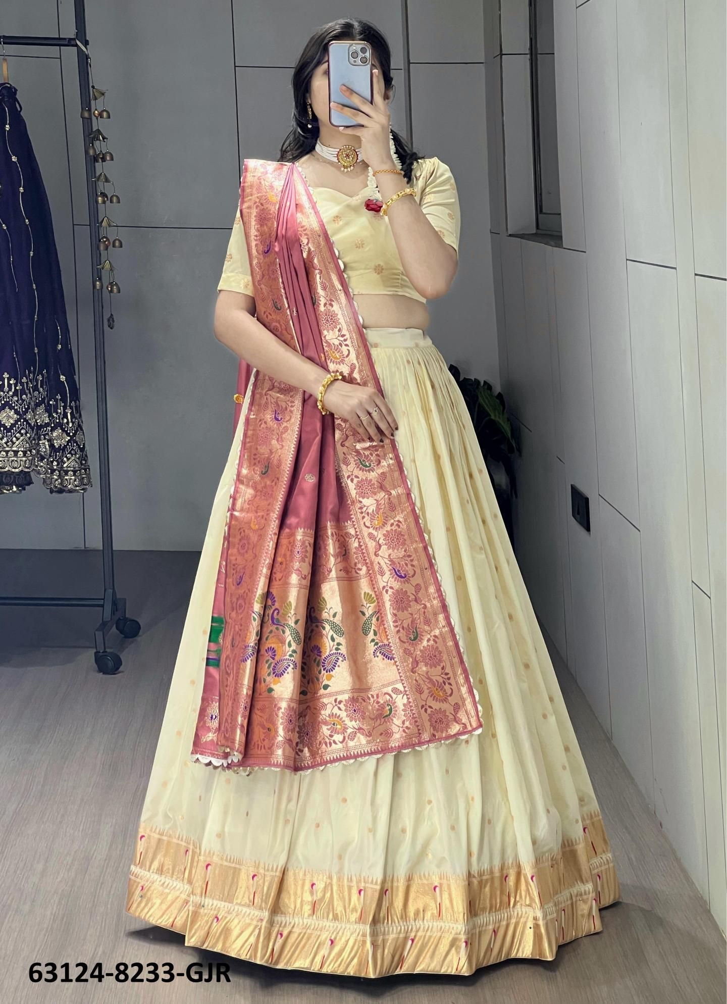 PAITHANI SILK - Catalog # 63124 (Set of 4 Semi-Stitched Lehengas) by Komal Pret PAITHANI SILK - Catalog # 63124 (Set of 4 Semi-Stitched Lehengas) by Komal Pret