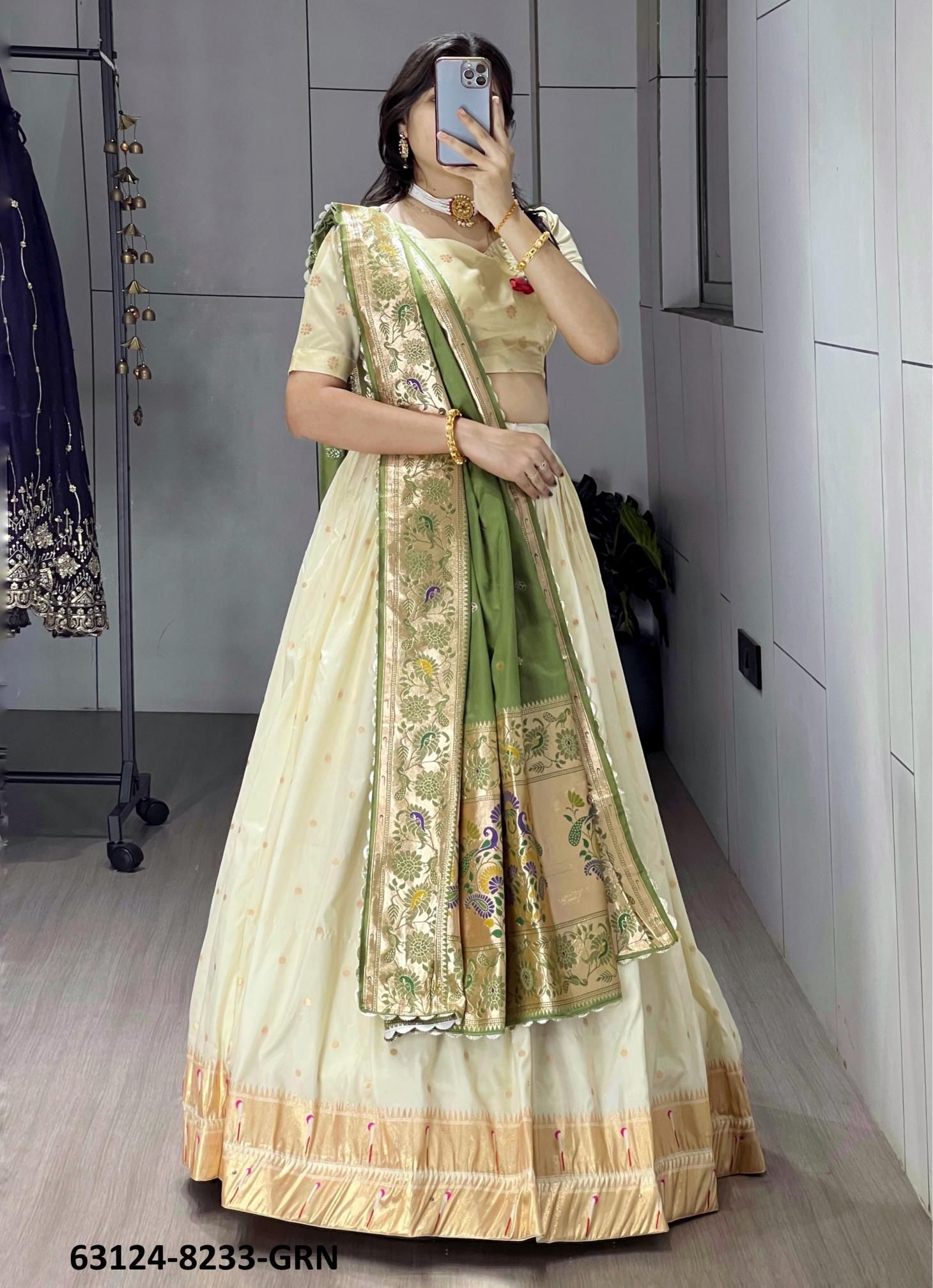 PAITHANI SILK - Catalog # 63124 (Set of 4 Semi-Stitched Lehengas) by Komal Pret PAITHANI SILK - Catalog # 63124 (Set of 4 Semi-Stitched Lehengas) by Komal Pret