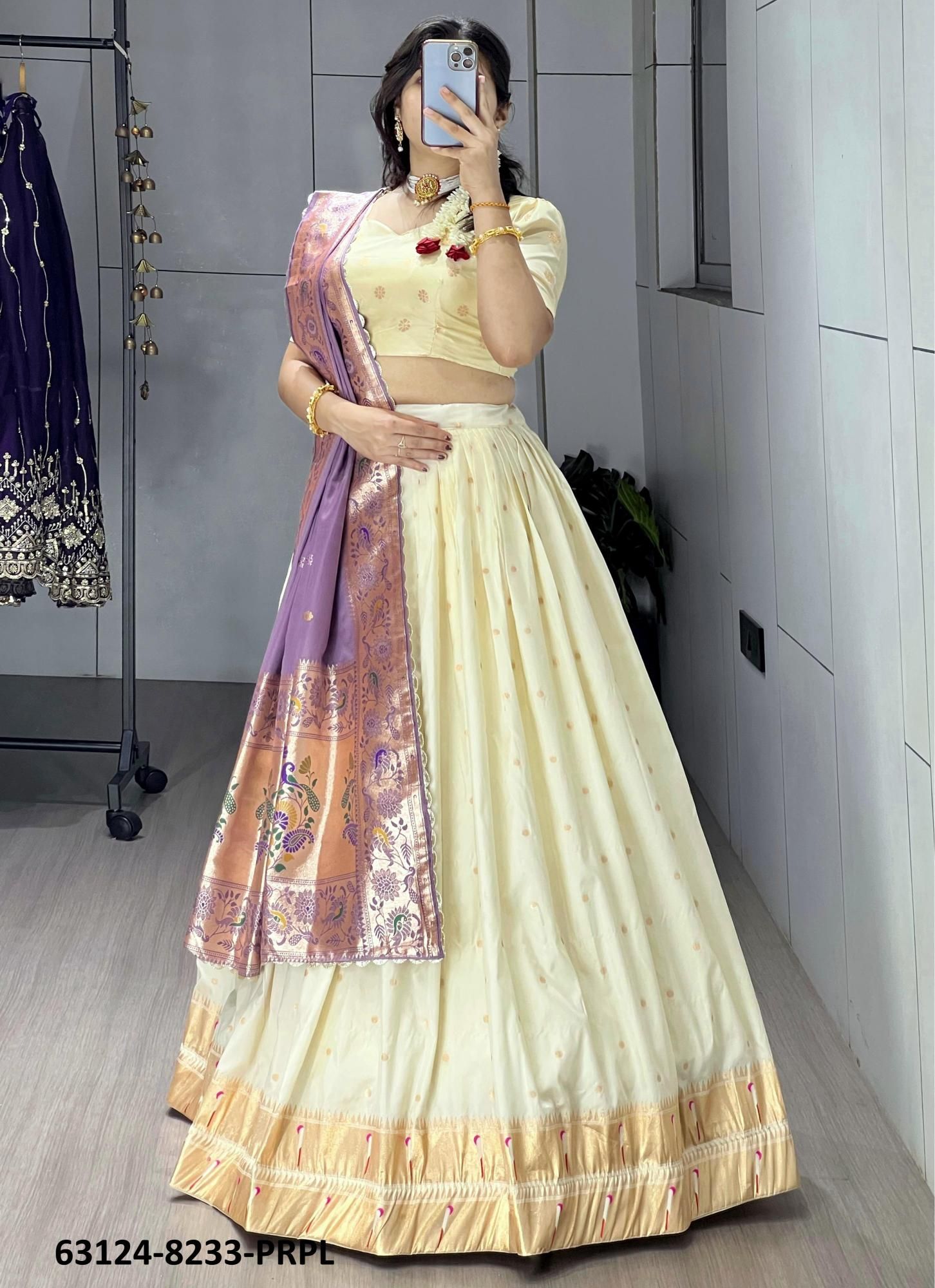 PAITHANI SILK - Catalog # 63124 (Set of 4 Semi-Stitched Lehengas) by Komal Pret PAITHANI SILK - Catalog # 63124 (Set of 4 Semi-Stitched Lehengas) by Komal Pret