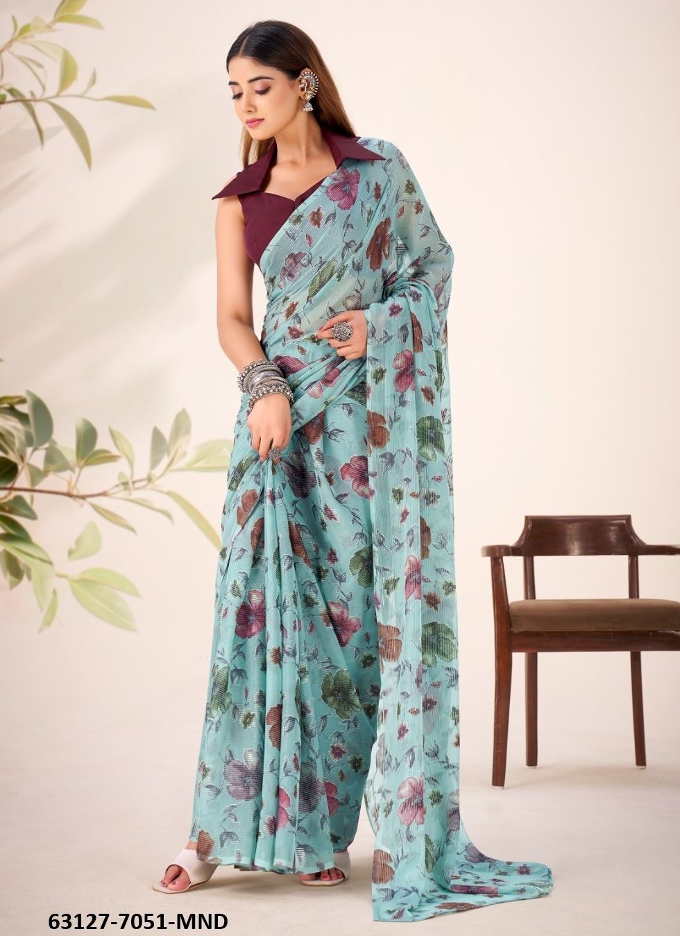 BRASSO SILK 7051 - Catalog # 63127 (Set of 4 Sarees) by Semad Styles