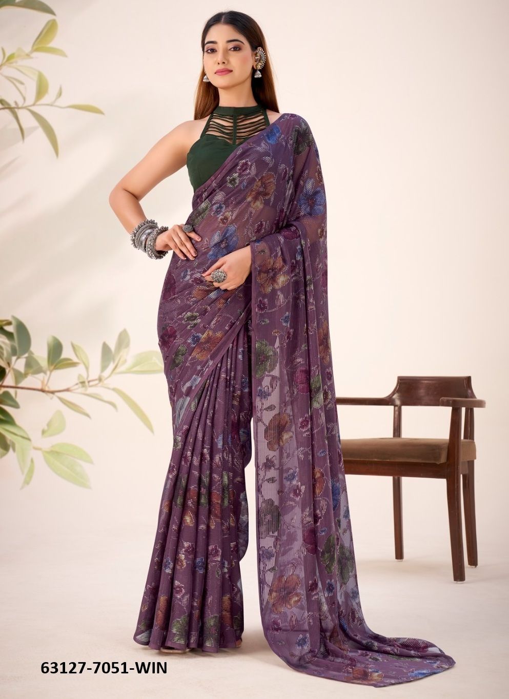 BRASSO SILK 7051 - Catalog # 63127 (Set of 4 Sarees) by Semad Styles