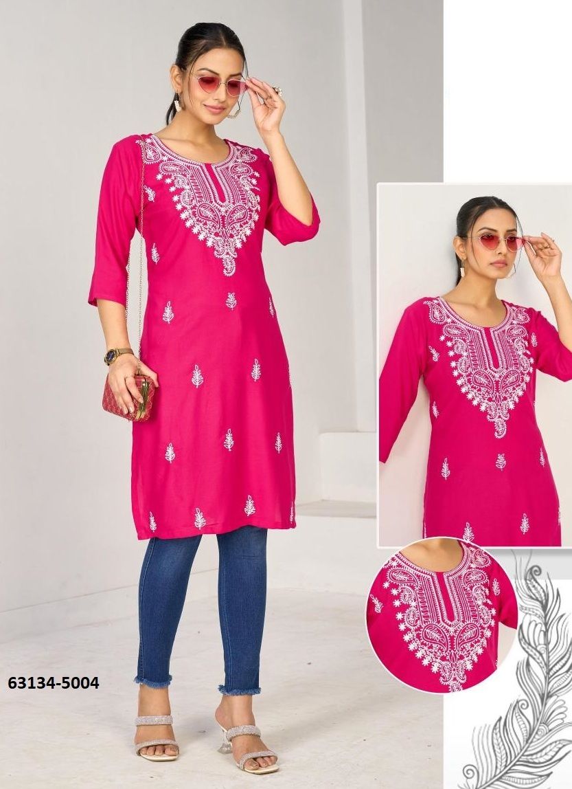 COLLEGE GIRL 5 - Catalog # 63134 (Set of 6 Readymade Women's Kurtis / Tops) by Blue Hills