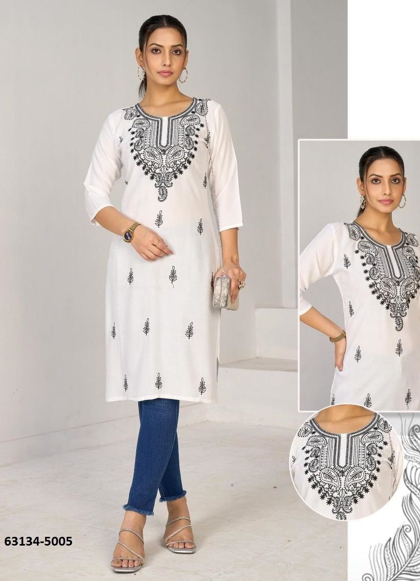 COLLEGE GIRL 5 - Catalog # 63134 (Set of 6 Readymade Women's Kurtis / Tops) by Blue Hills