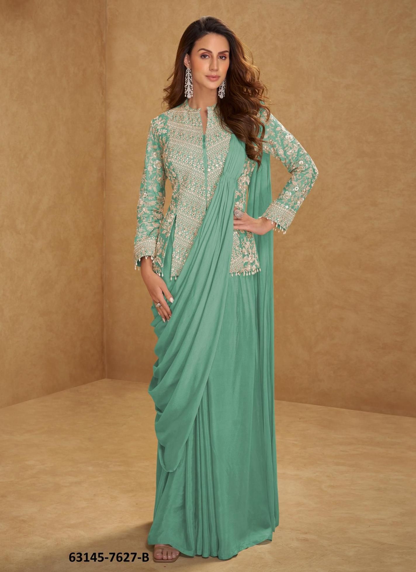 MIRZA - Catalog # 63145 (Set of 3 Indo-Western Outfits) by Gulkayra Designer