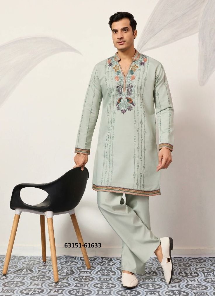 V-NECK VIRASAT - Catalog # 63151 (Set of 7 Men's Ethnic Wear) by Tentmen Clothing
