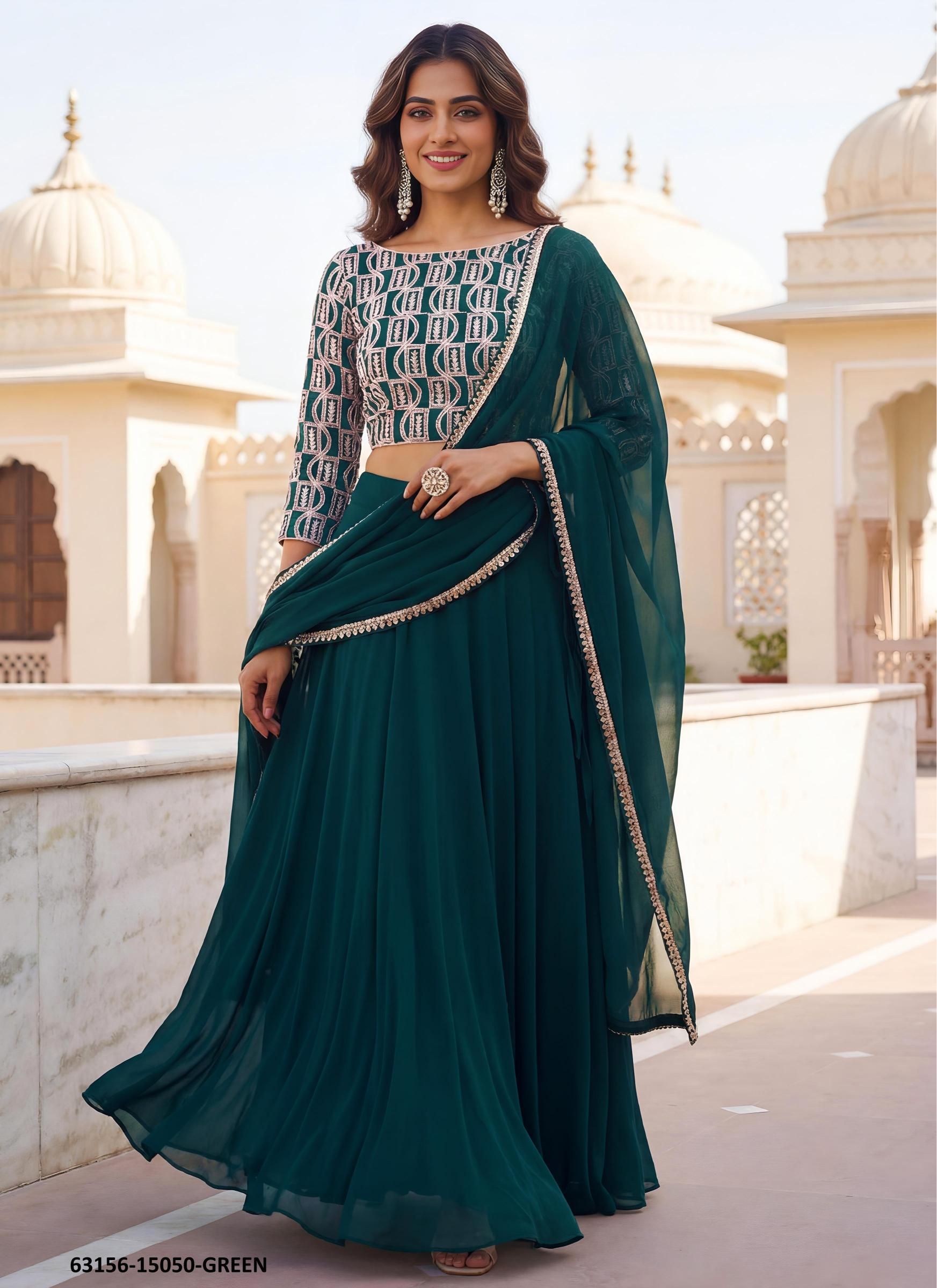VOLUME 32 - Catalog # 63156 (Set of 3 Semi-Stitched Lehengas) by Raw Lemon VOLUME 32 - Catalog # 63156 (Set of 3 Semi-Stitched Lehengas) by Raw Lemon