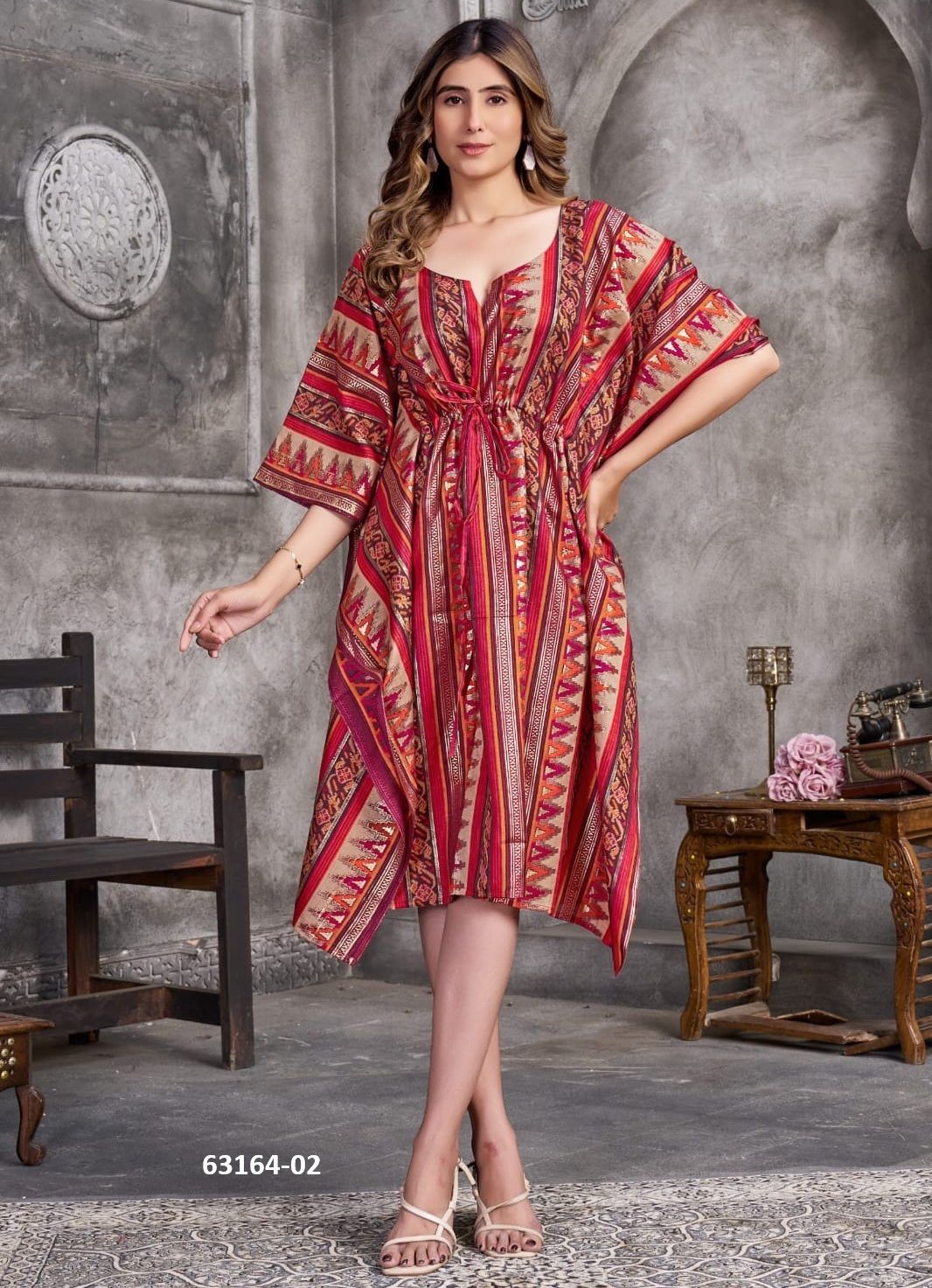BEACH WEAR KAFTAN WITH BELT - Catalog # 63164 (Set of 2 Kaftans / Ponchos) by Tentmen Clothing