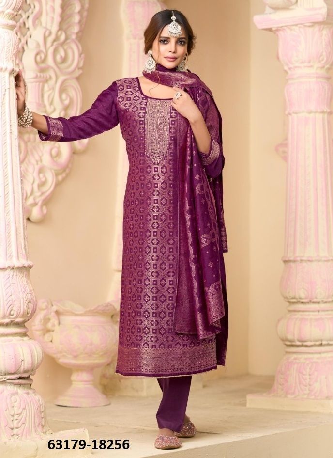 HANSHIKA 5 - Catalog # 63179 (Set of 6 Semi-Stitched / Un-Stitched Suits) by Kalarang